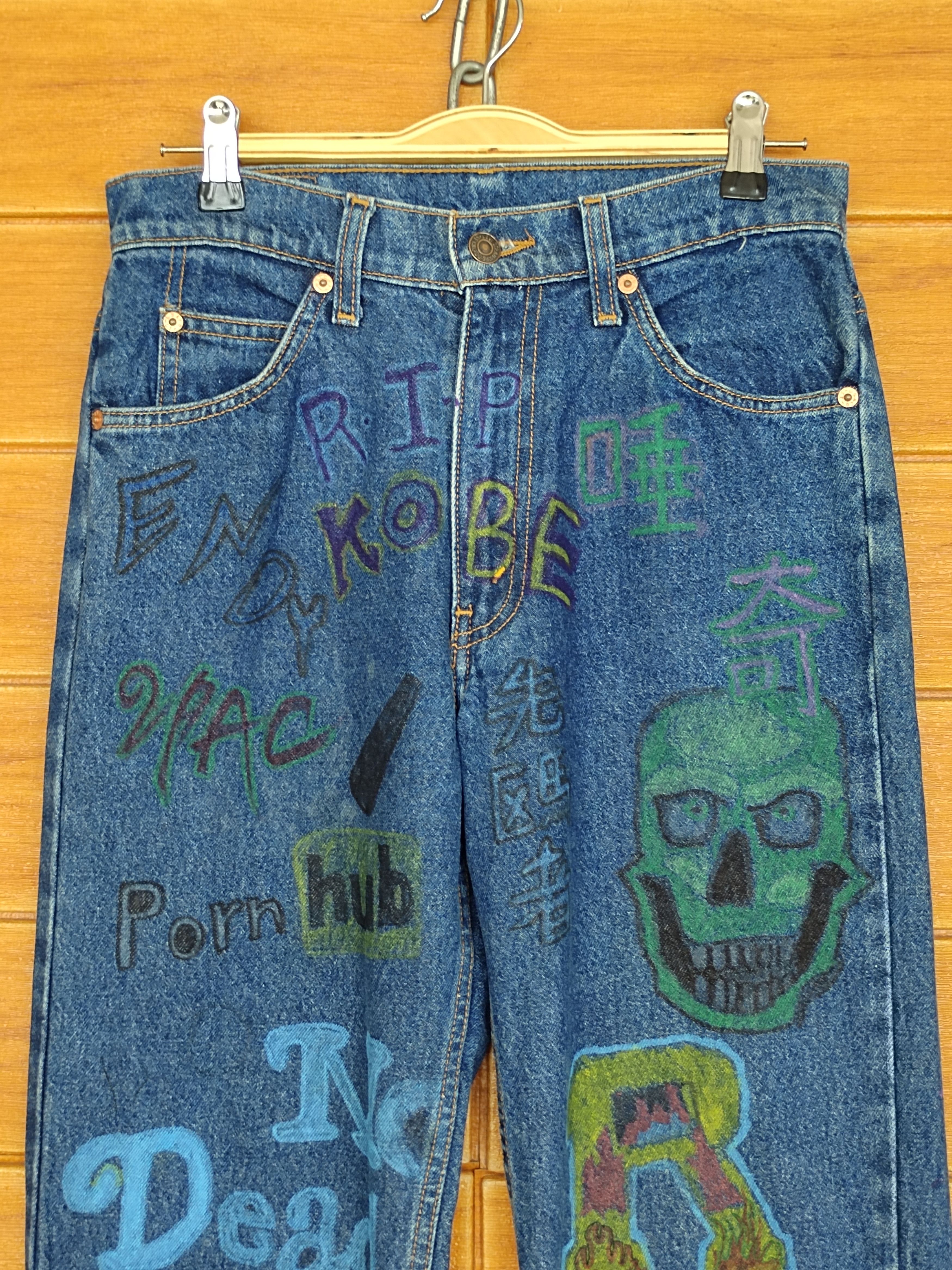 Levi's Vintage LEVIS Hand Sketch Art Denim Jeans Rip Kobe Size US 28 / EU 44 - 1 Thumbnail