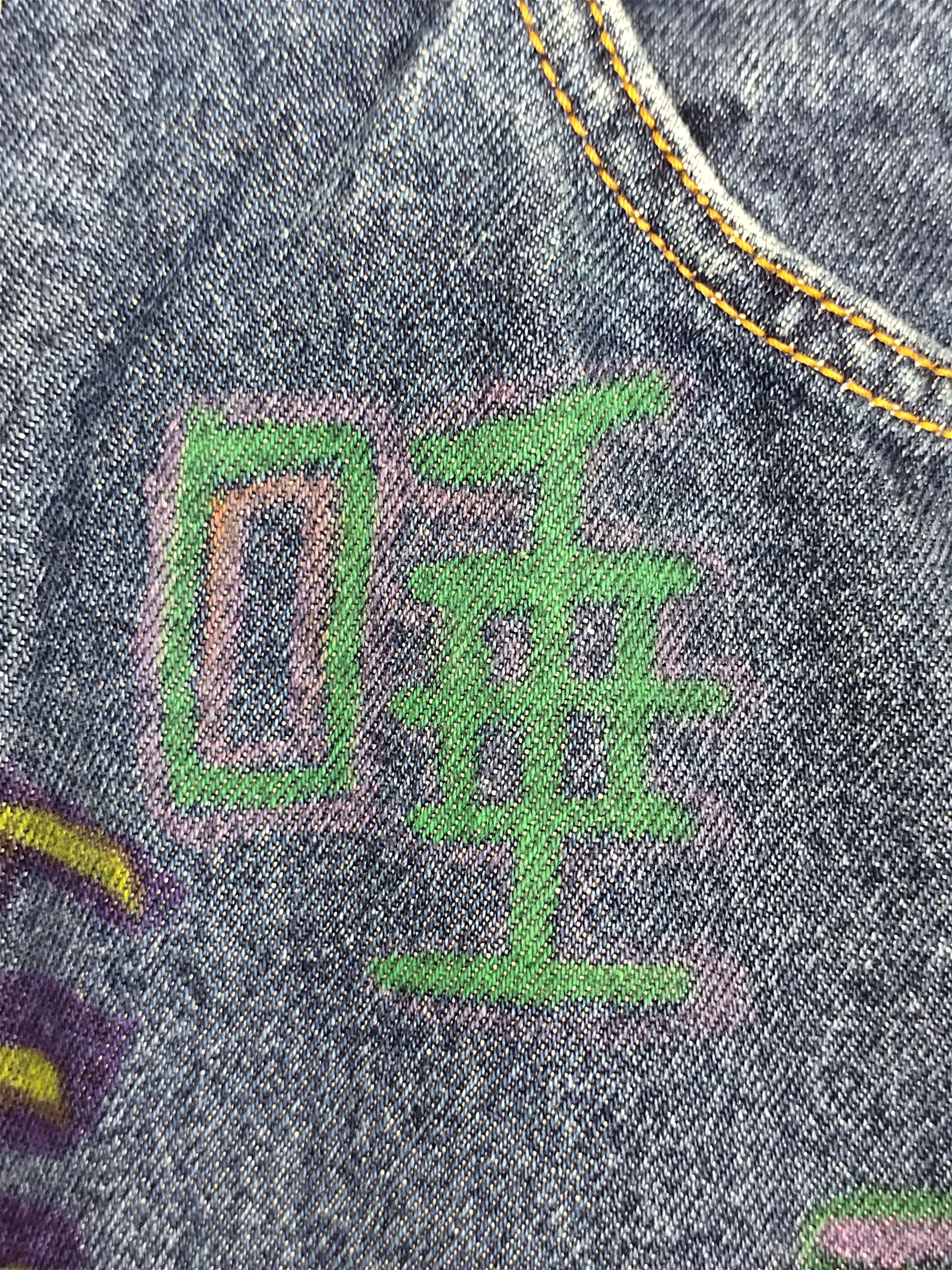 Levi's Vintage LEVIS Hand Sketch Art Denim Jeans Rip Kobe Size US 28 / EU 44 - 4 Thumbnail