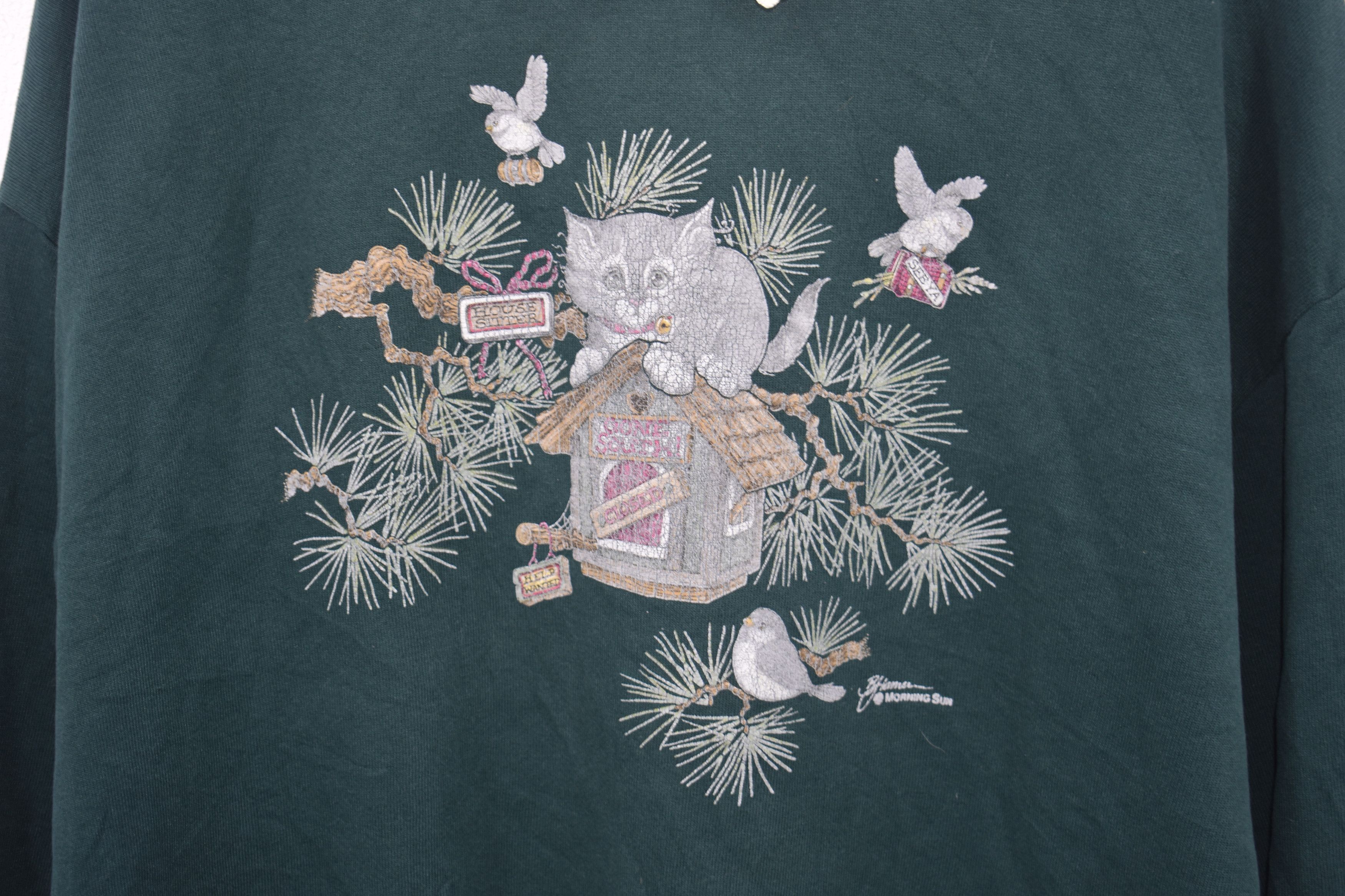 Vintage VINTAGE 80'S CAT IN THE PARK SWEATSHIRT Size US L / EU 52-54 / 3 - 2 Thumbnail
