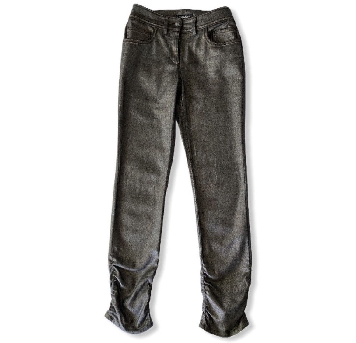 Chanel Metallic Ruched Jeans