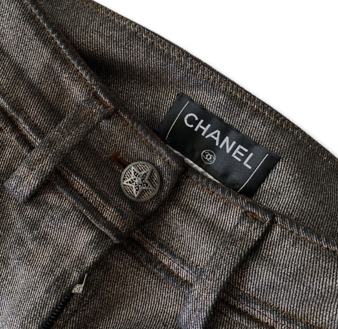 Chanel Chanel Metallic Ruched Jeans Size 26" / US 2 / IT 38 - 4 Thumbnail