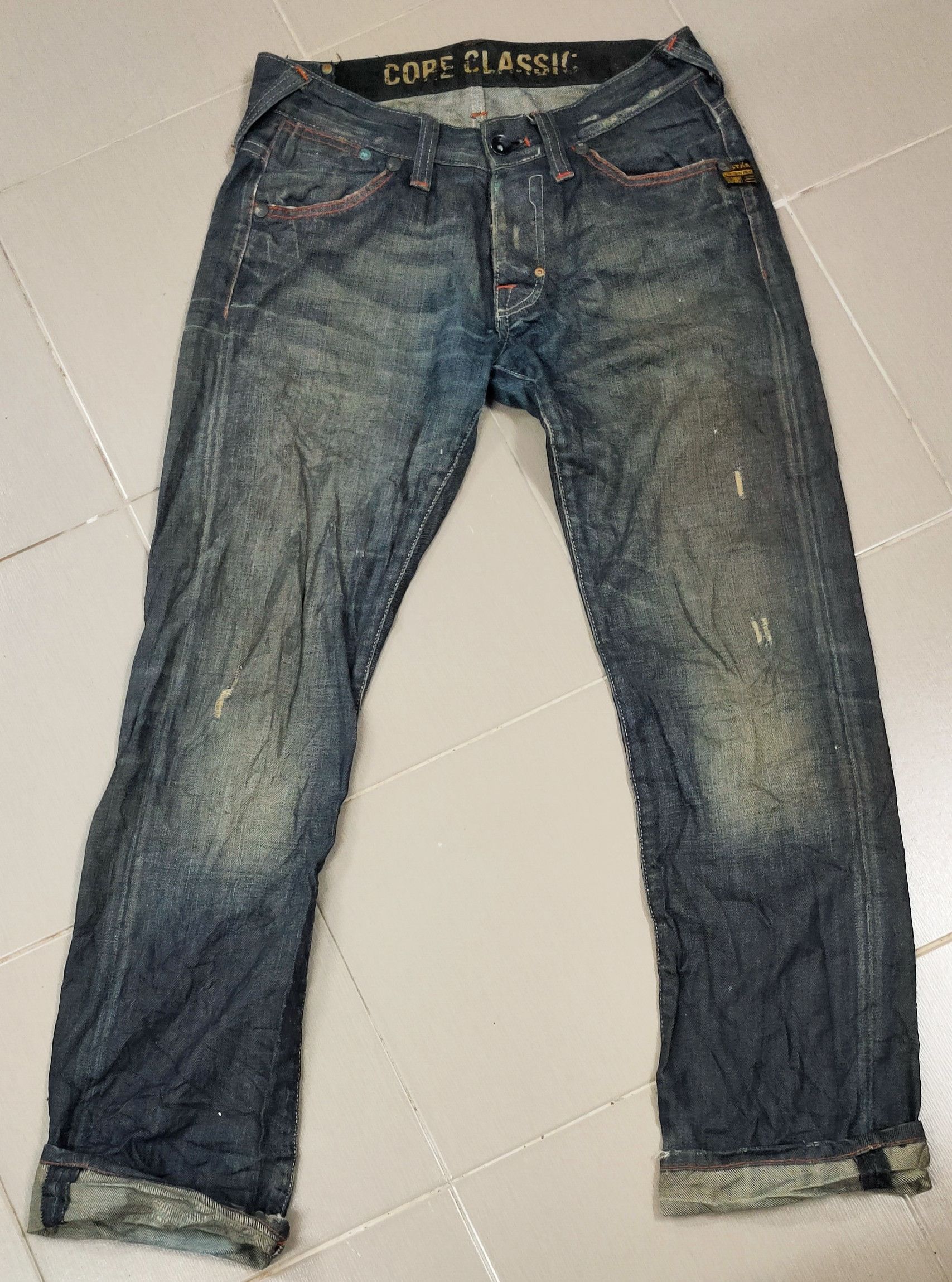G-Star G star raw original button denim jeans vintage distressed Size US 32 / EU 48 - 1 Thumbnail