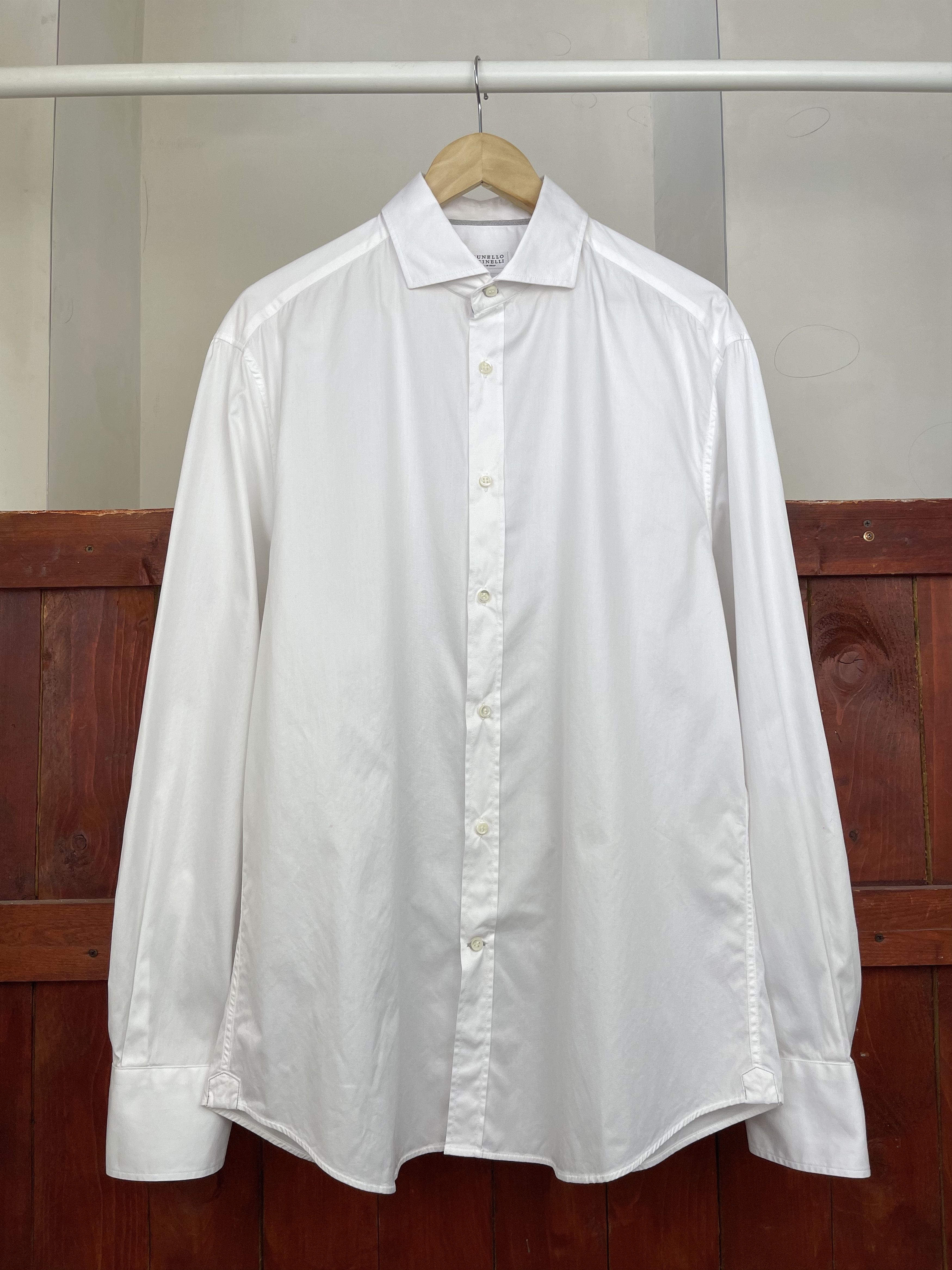Brunello Cucinelli white classic button up dress shirt