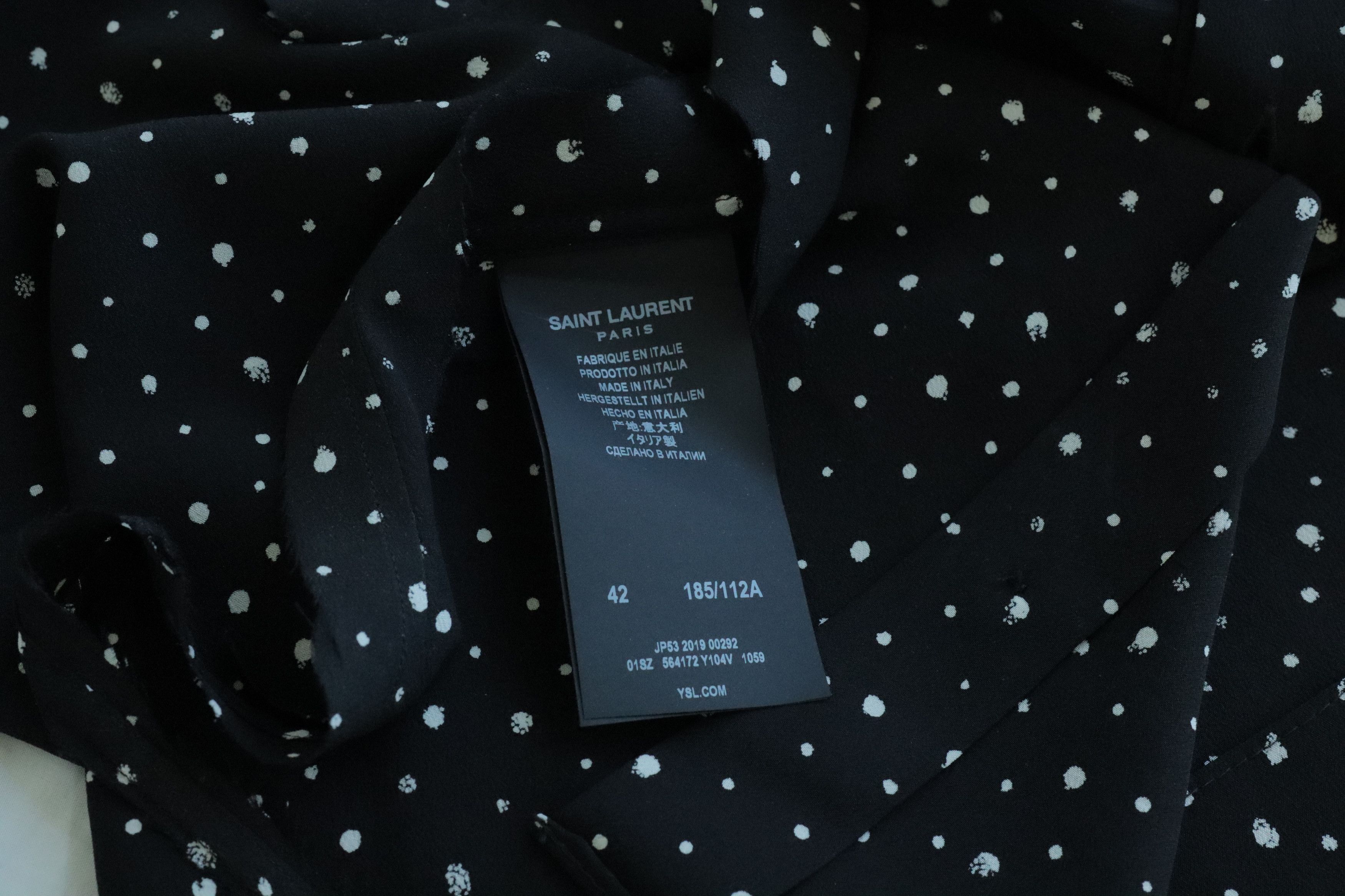 Hedi Slimane × Saint Laurent Paris Black silk dot shirt Size US M / EU 48-50 / 2 - 5 Thumbnail