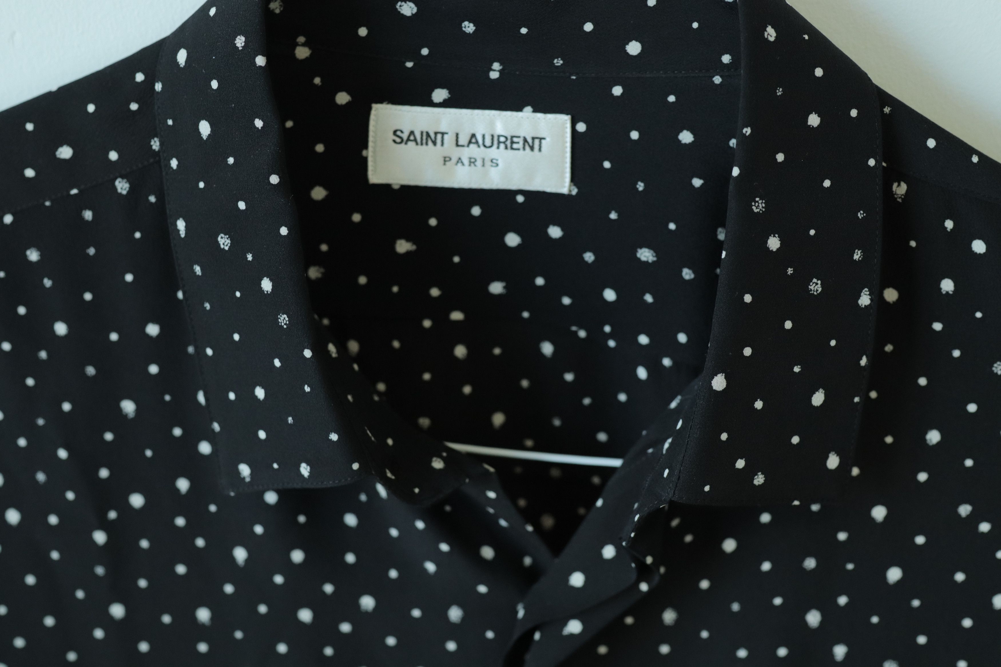 Hedi Slimane × Saint Laurent Paris Black silk dot shirt Size US M / EU 48-50 / 2 - 4 Thumbnail