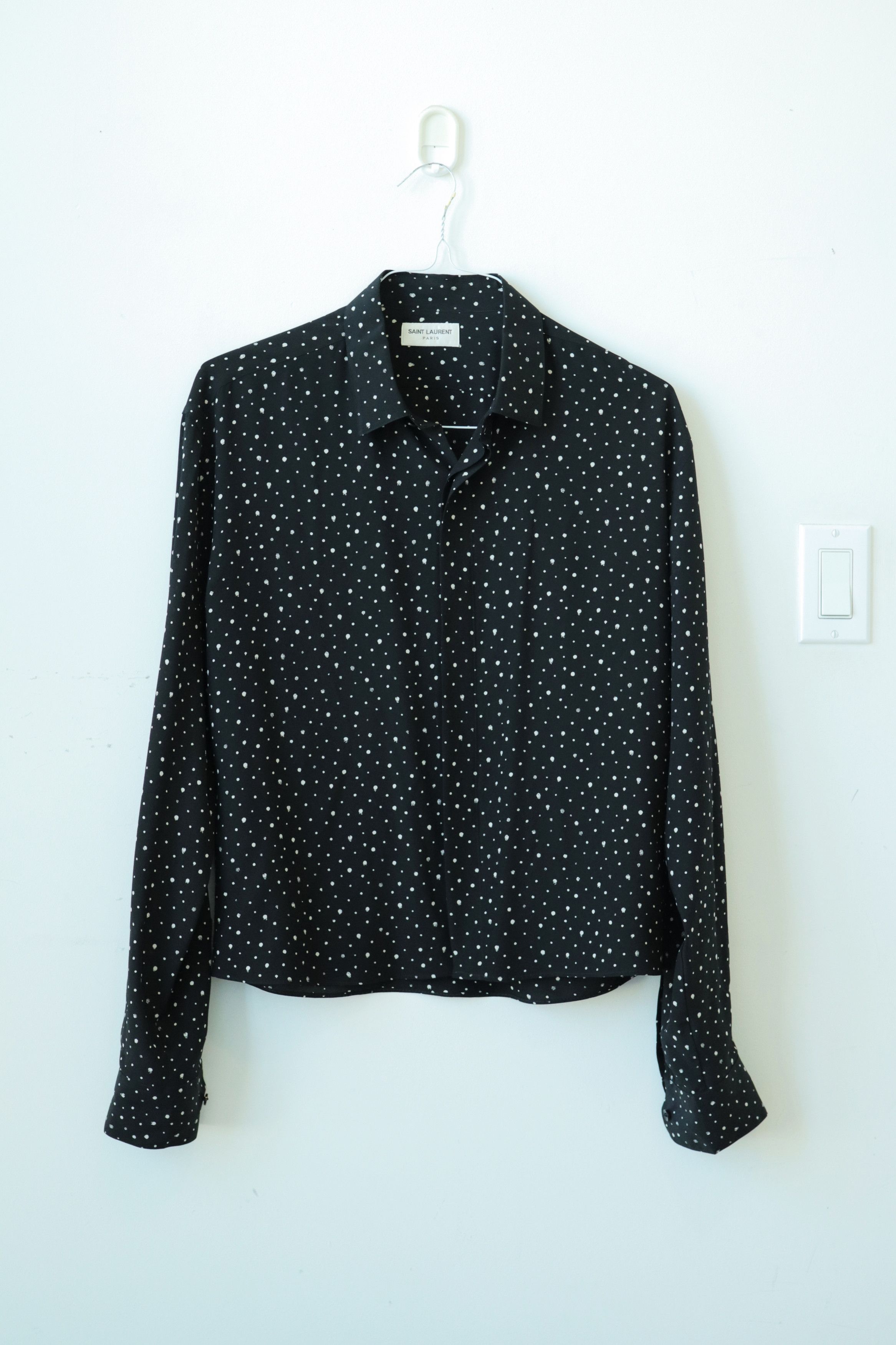 Hedi Slimane × Saint Laurent Paris Black silk dot shirt Size US M / EU 48-50 / 2 - 1 Thumbnail