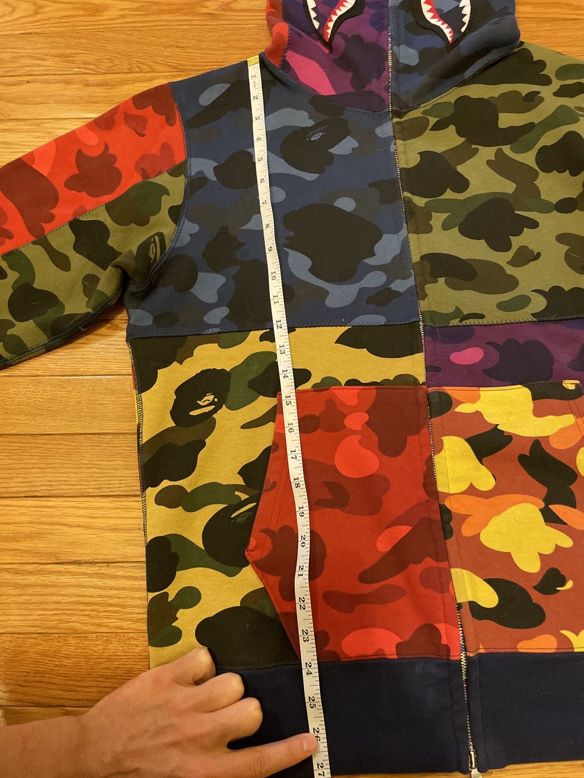 Bape Bape multi mix color camo shark full zip hoodie Size US L / EU 52-54 / 3 - 17 Thumbnail