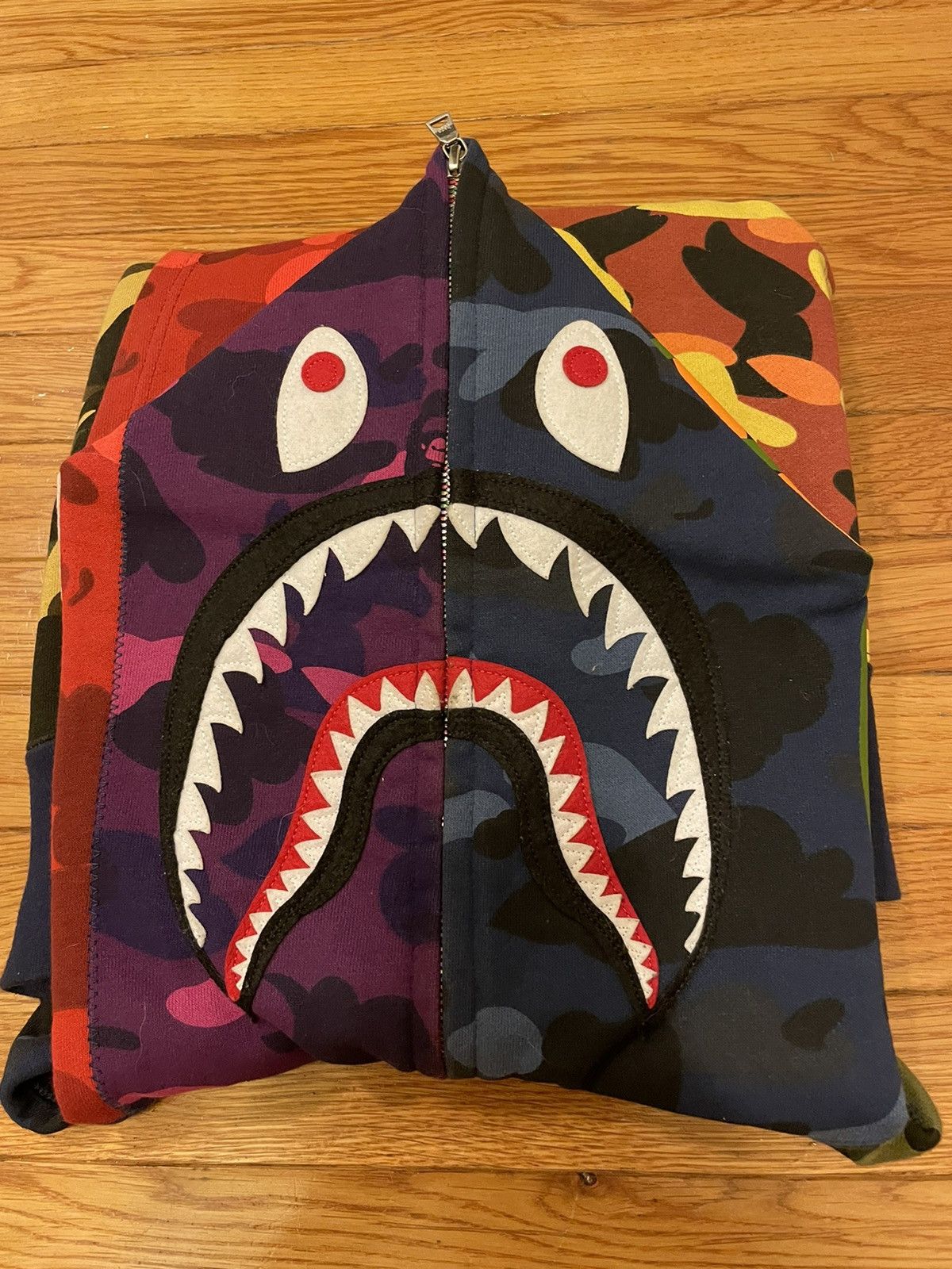 Bape Bape multi mix color camo shark full zip hoodie Size US L / EU 52-54 / 3 - 6 Thumbnail