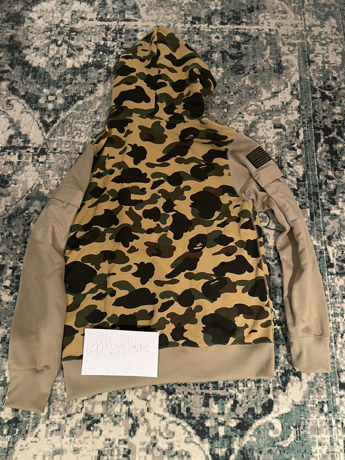 Bape A Bathing Ape 1st Camo Sleeve Pocket Pullover Hoodie Yellow Size US XL / EU 56 / 4 - 5 Thumbnail