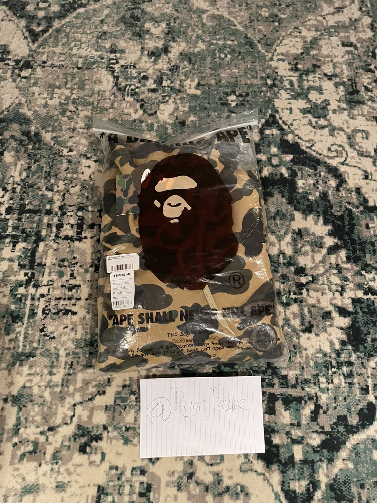 Bape A Bathing Ape 1st Camo Sleeve Pocket Pullover Hoodie Yellow Size US XL / EU 56 / 4 - 2 Thumbnail