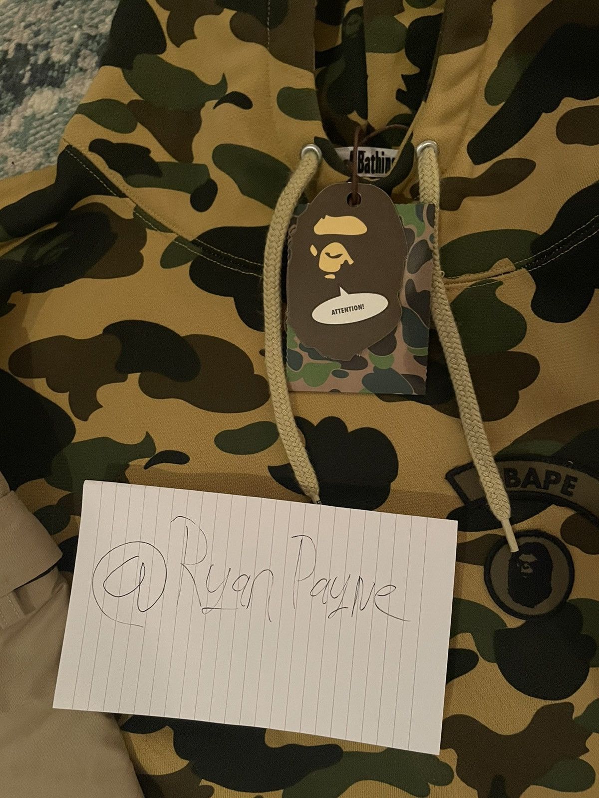 Bape A Bathing Ape 1st Camo Sleeve Pocket Pullover Hoodie Yellow Size US XL / EU 56 / 4 - 3 Thumbnail