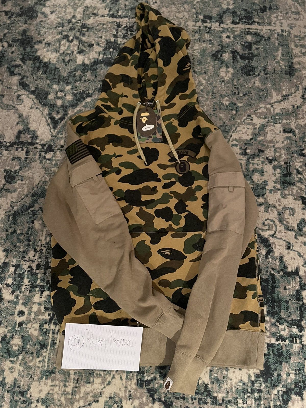 Bape A Bathing Ape 1st Camo Sleeve Pocket Pullover Hoodie Yellow Size US XL / EU 56 / 4 - 1 Thumbnail
