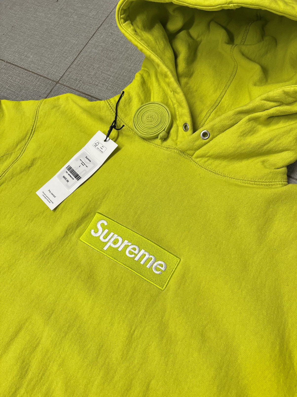 Acid green supreme box logo hoodie hotsell