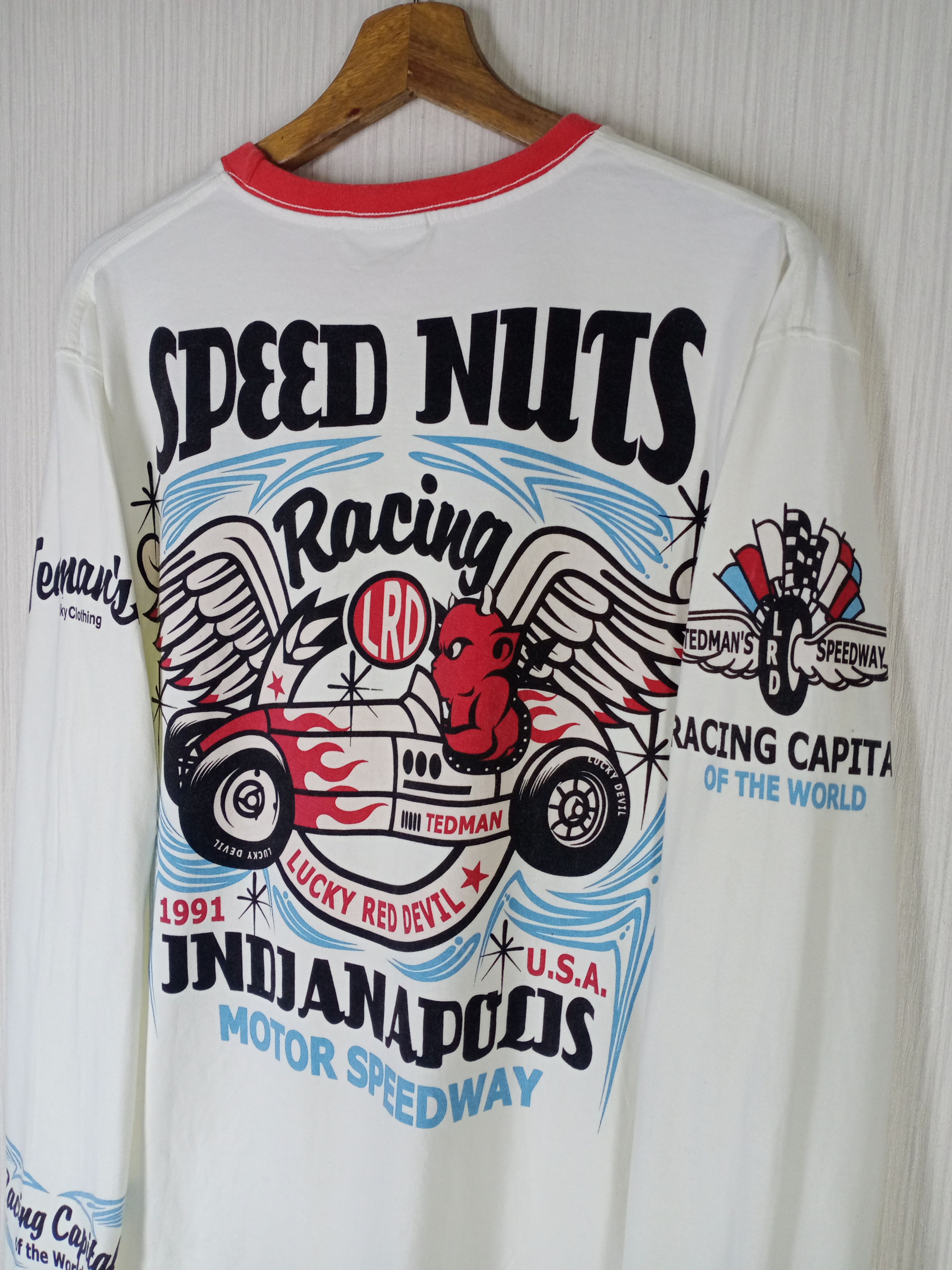 Japanese Brand Vintage Tedman Lucky Red Devil Indianapolis Racing Size US M / EU 48-50 / 2 - 3 Thumbnail