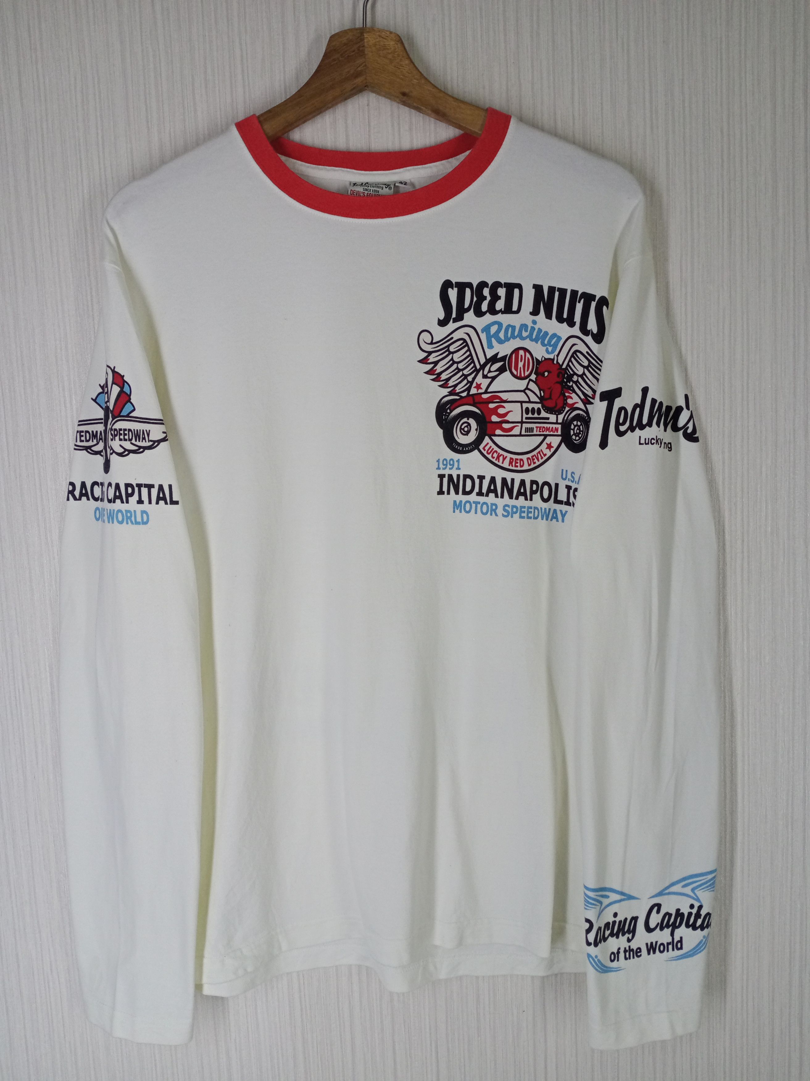 Japanese Brand Vintage Tedman Lucky Red Devil Indianapolis Racing Size US M / EU 48-50 / 2 - 4 Thumbnail