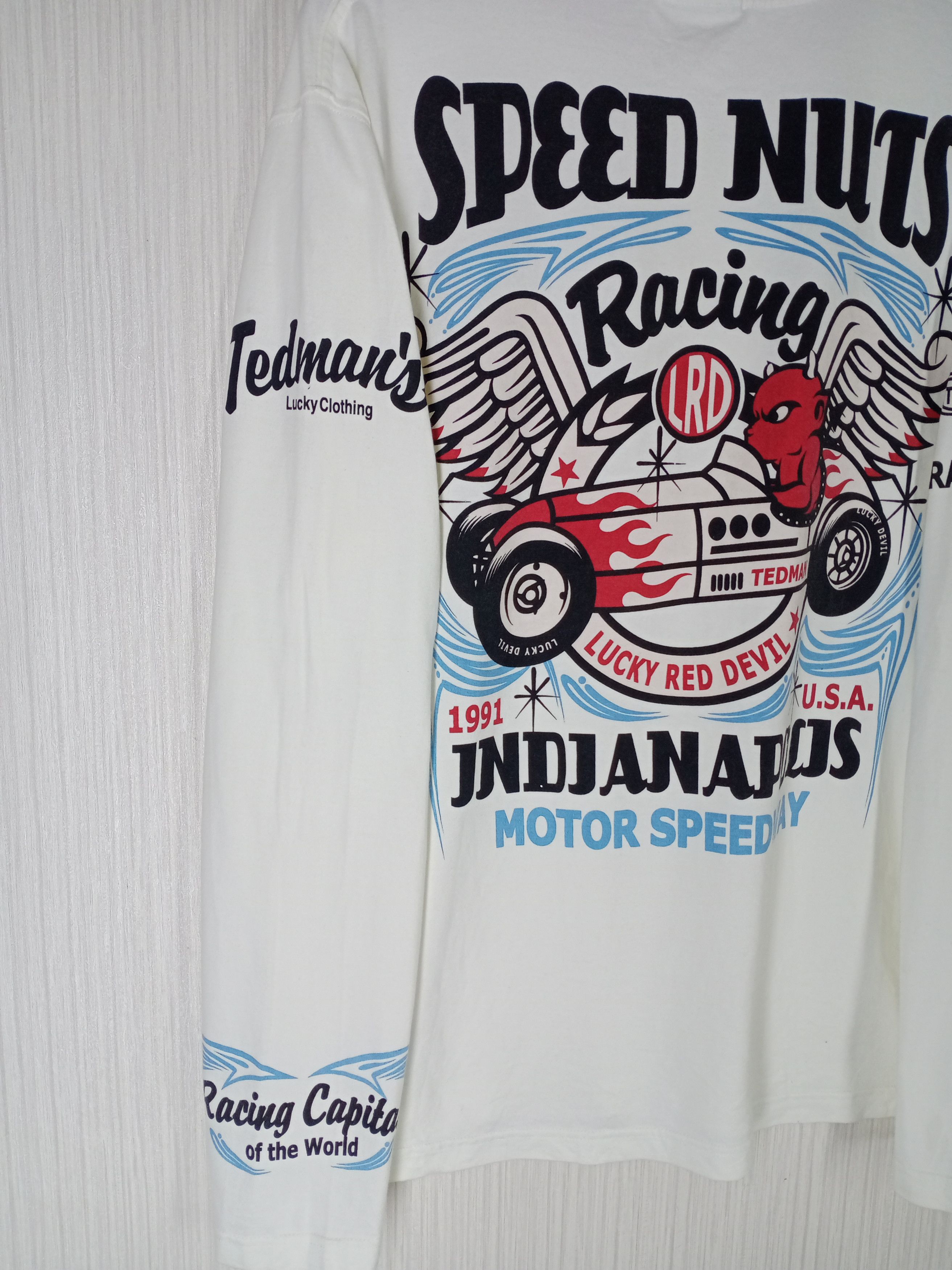 Japanese Brand Vintage Tedman Lucky Red Devil Indianapolis Racing Size US M / EU 48-50 / 2 - 2 Thumbnail