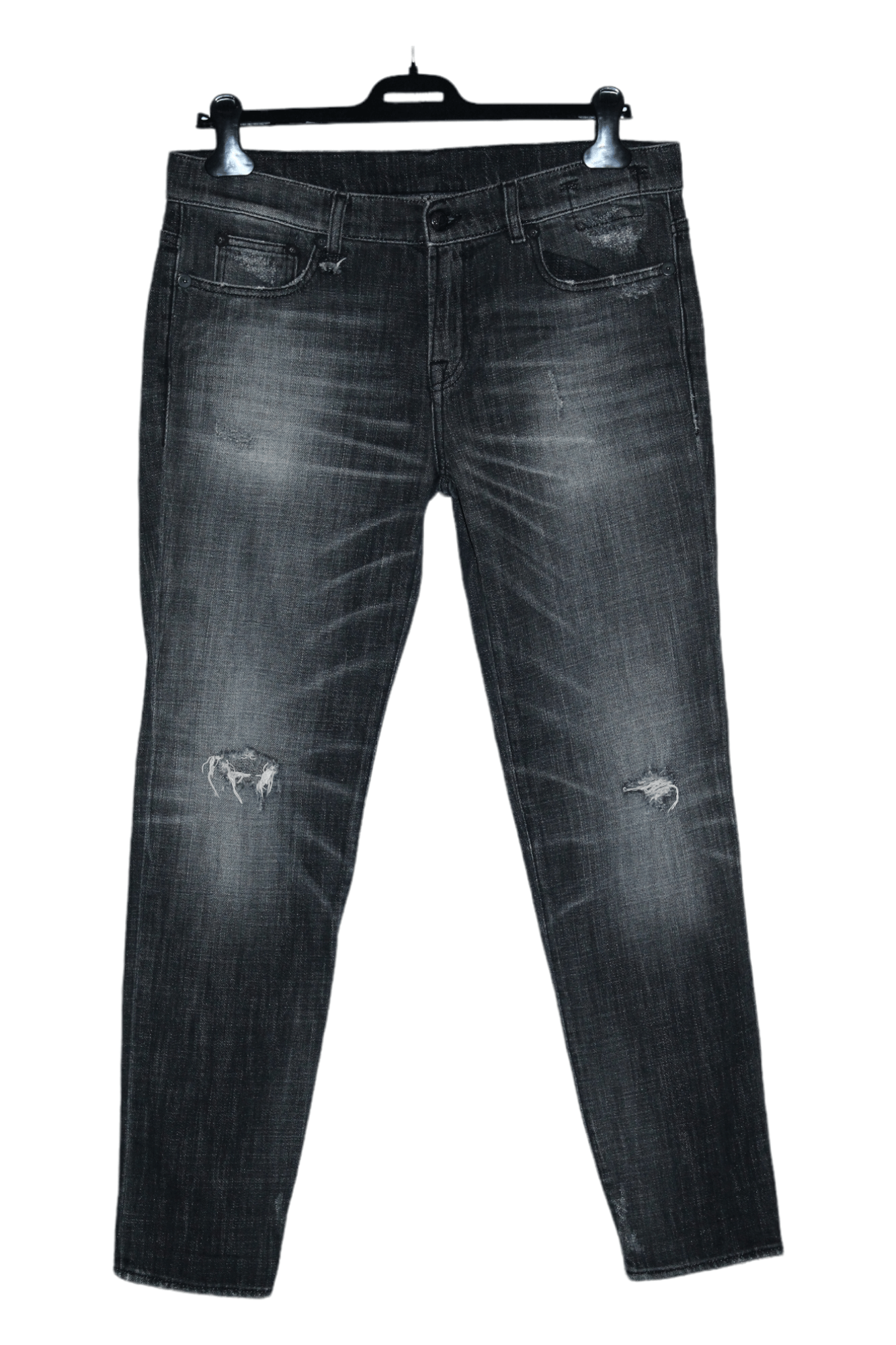 R13 Relaxed Skinny Destroyer Light Wash Fading Denim Jeans