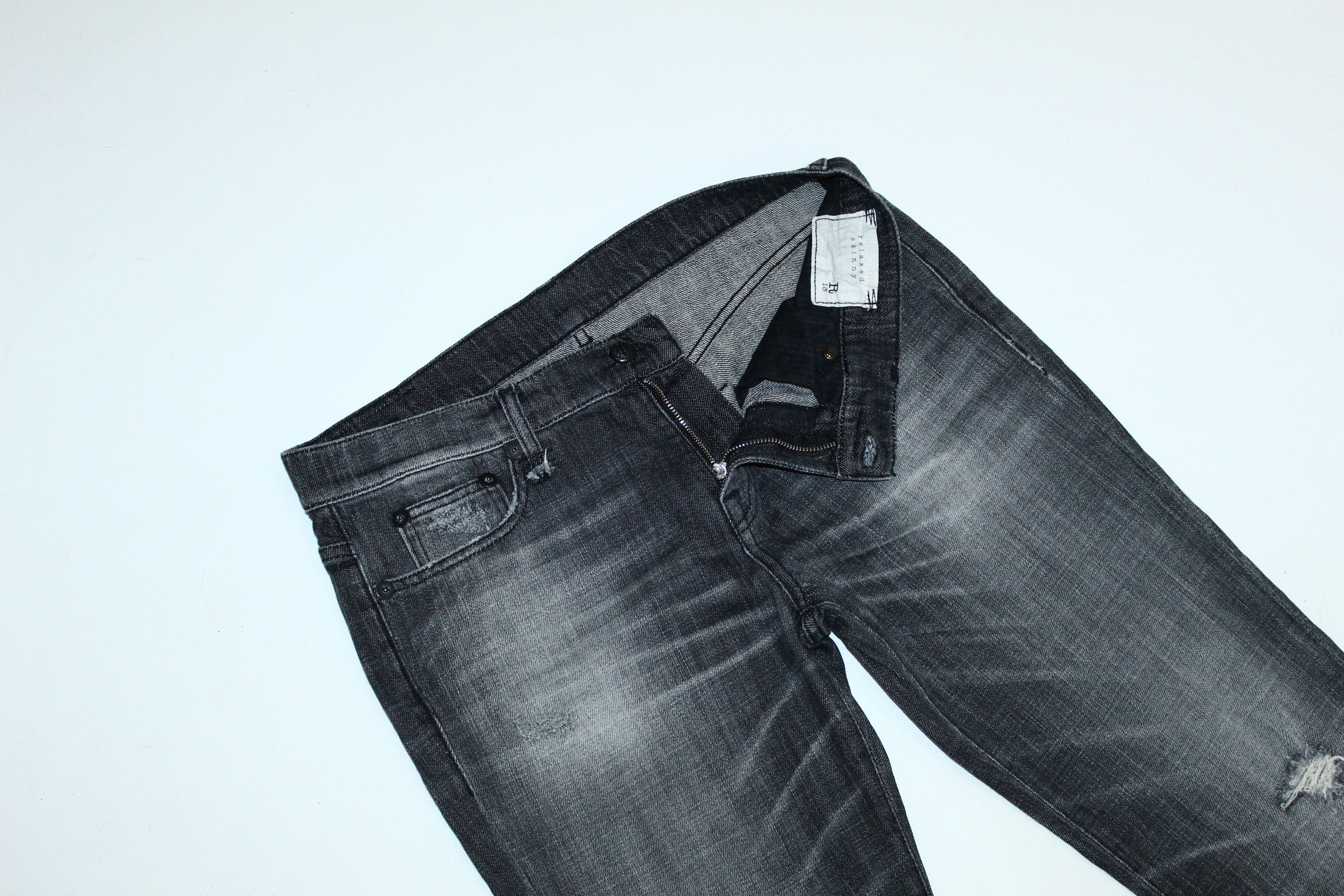 R13 R13 Relaxed Skinny Destroyer Light Wash Fading Denim Jeans Size US 30 / EU 46 - 3 Thumbnail