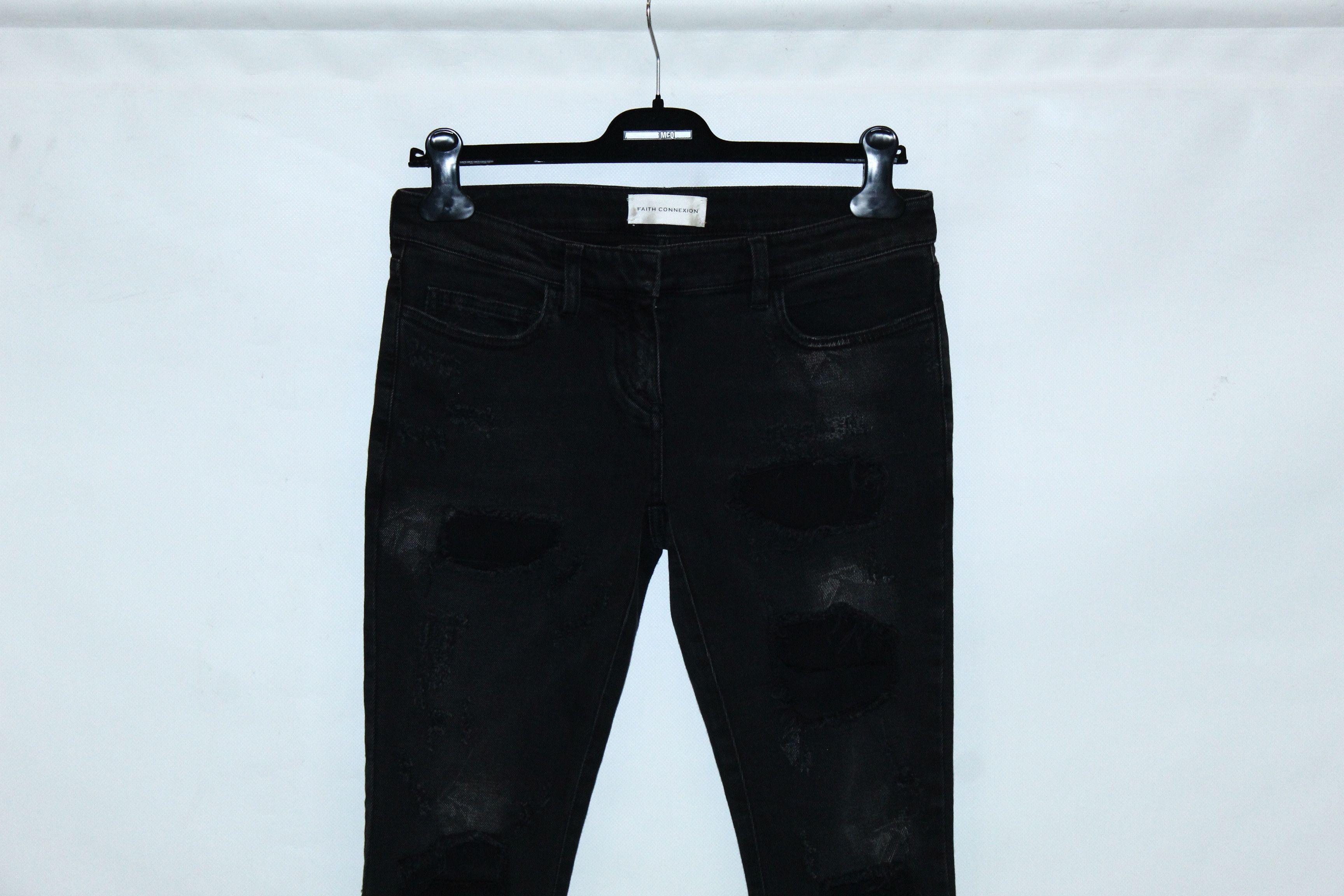 Faith Connexion Faith Connexion Black Denim Destroyer Skinny Unisex Jeans Size US 28 / EU 44 - 4 Thumbnail