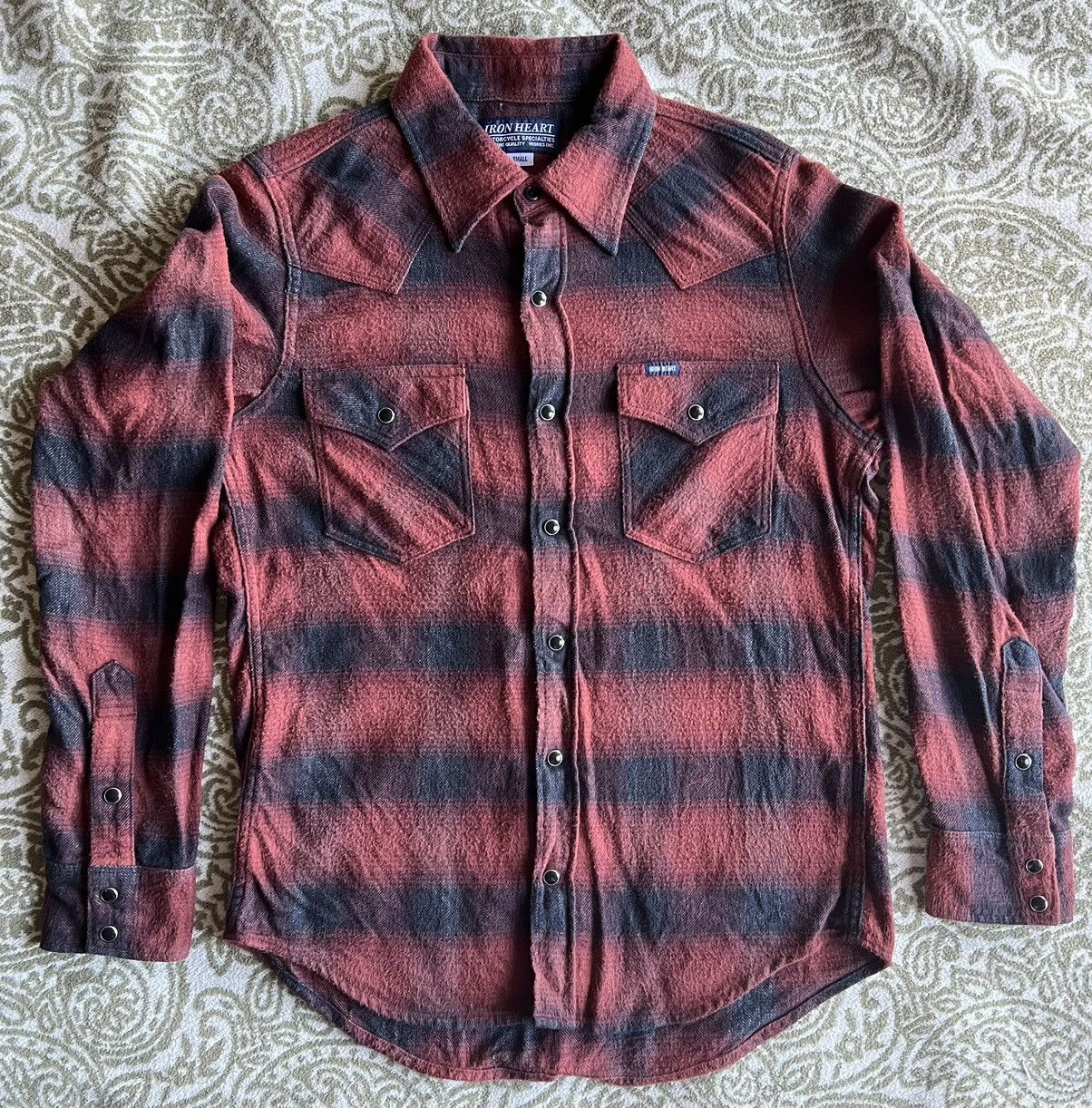 Iron Heart Iron Heart Black And Rust Ombré Lightweight Flannel Grailed