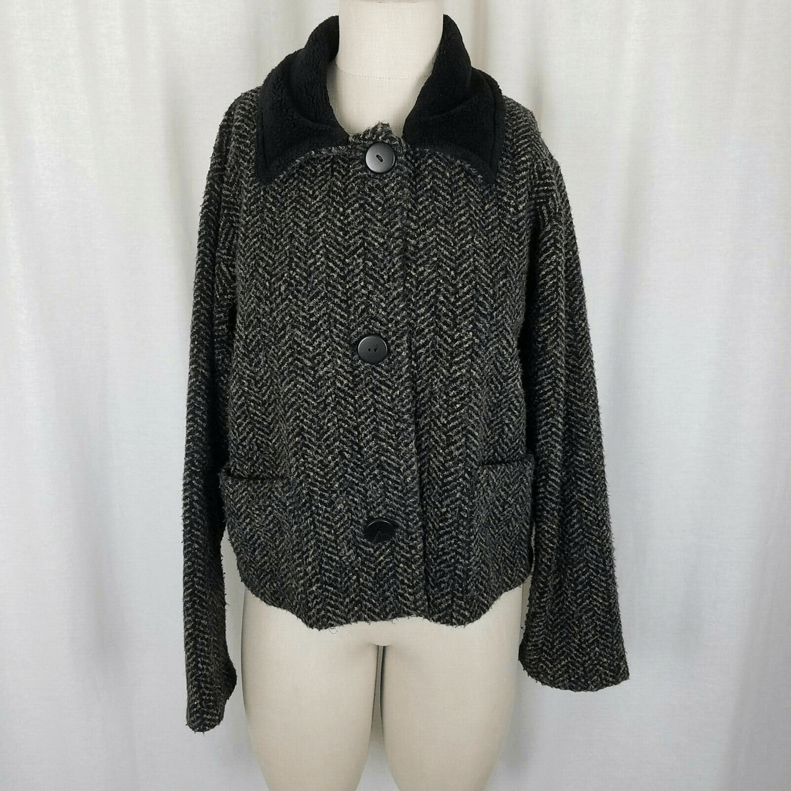 Maralyce Ferree Boutique Faux Fur Herringbone Jacket Blazer