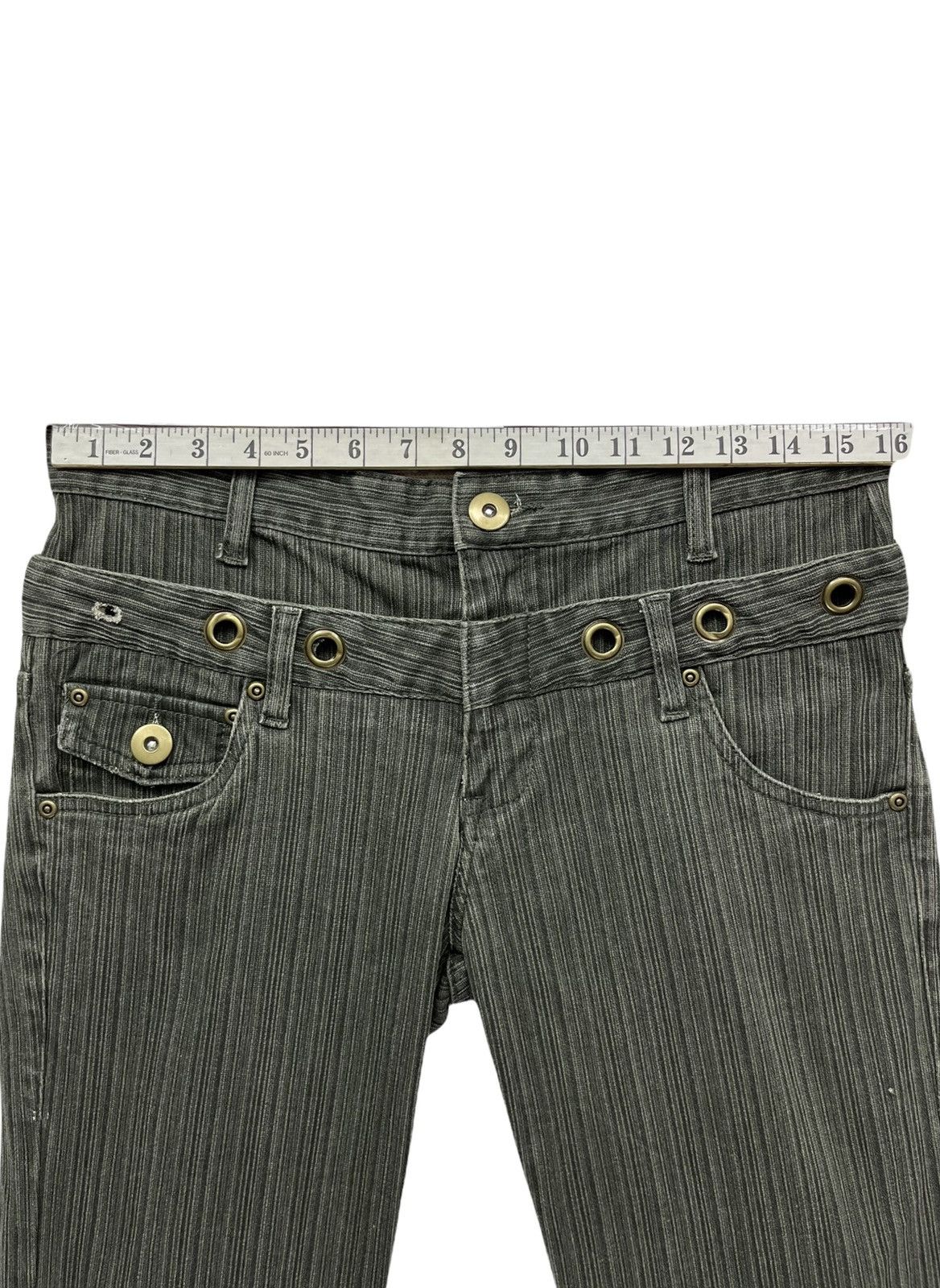 Jungles DOPE FLARE🔥JUNGLE STORM Double Waist Stripe Stretch Denim Size US 31 - 10 Thumbnail