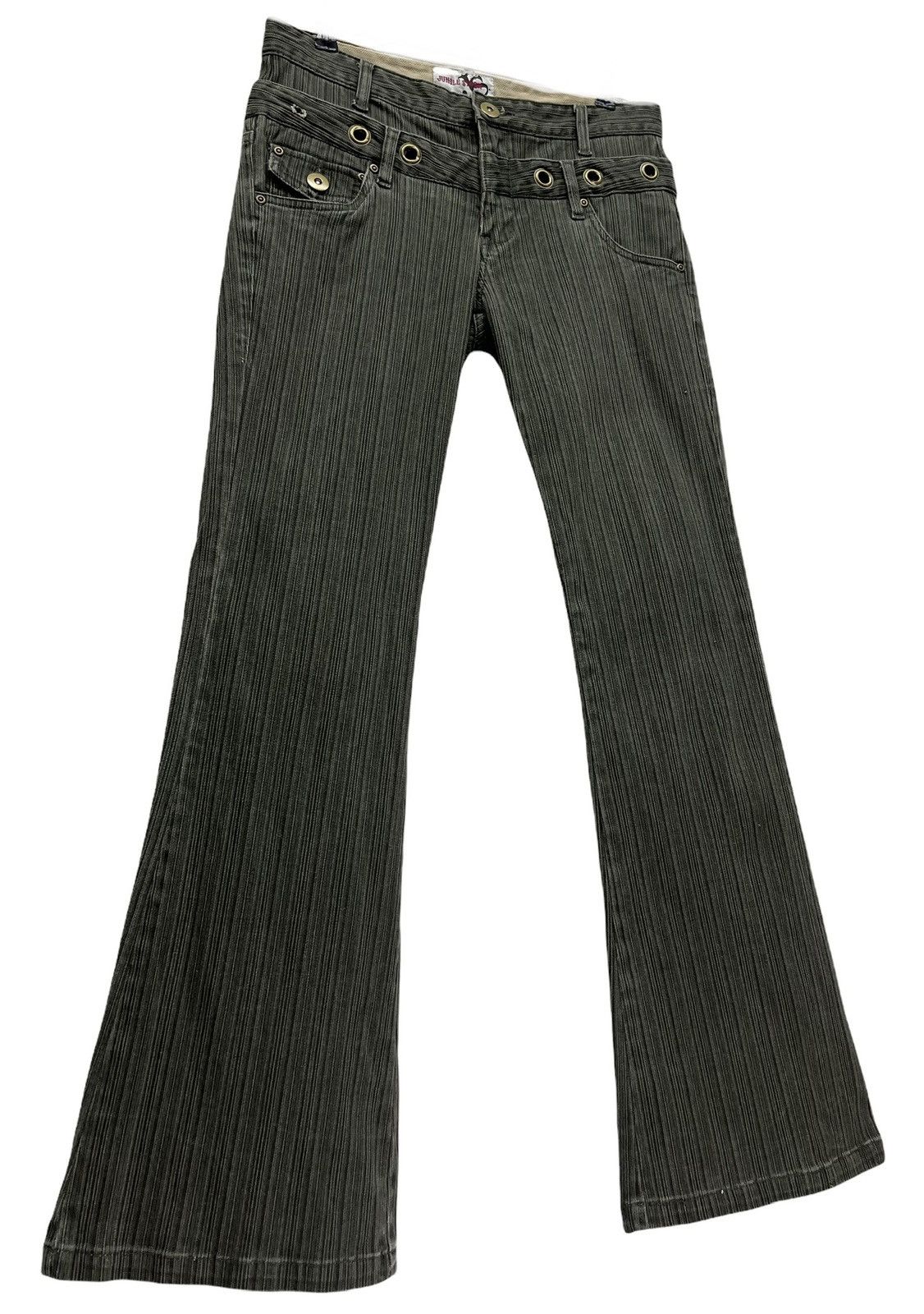 DOPE FLARE🔥JUNGLE STORM Double Waist Stripe Stretch Denim