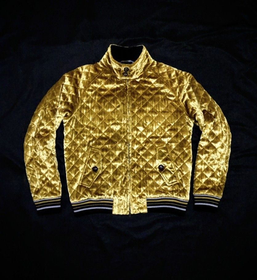 Maison Margiela Maison Margiela Gold Bomber Velvet Velour Quilted Zip ...