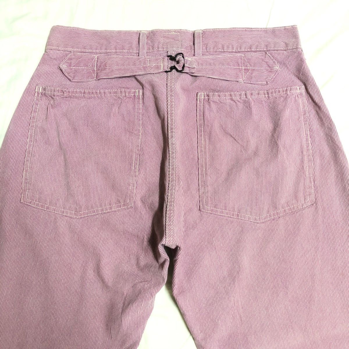 Garment Reproduction of Workers × Japanese Brand Blue Way Japan Hickory Stripe Buckleback Pant Size US 30 / EU 46 - 12 Thumbnail