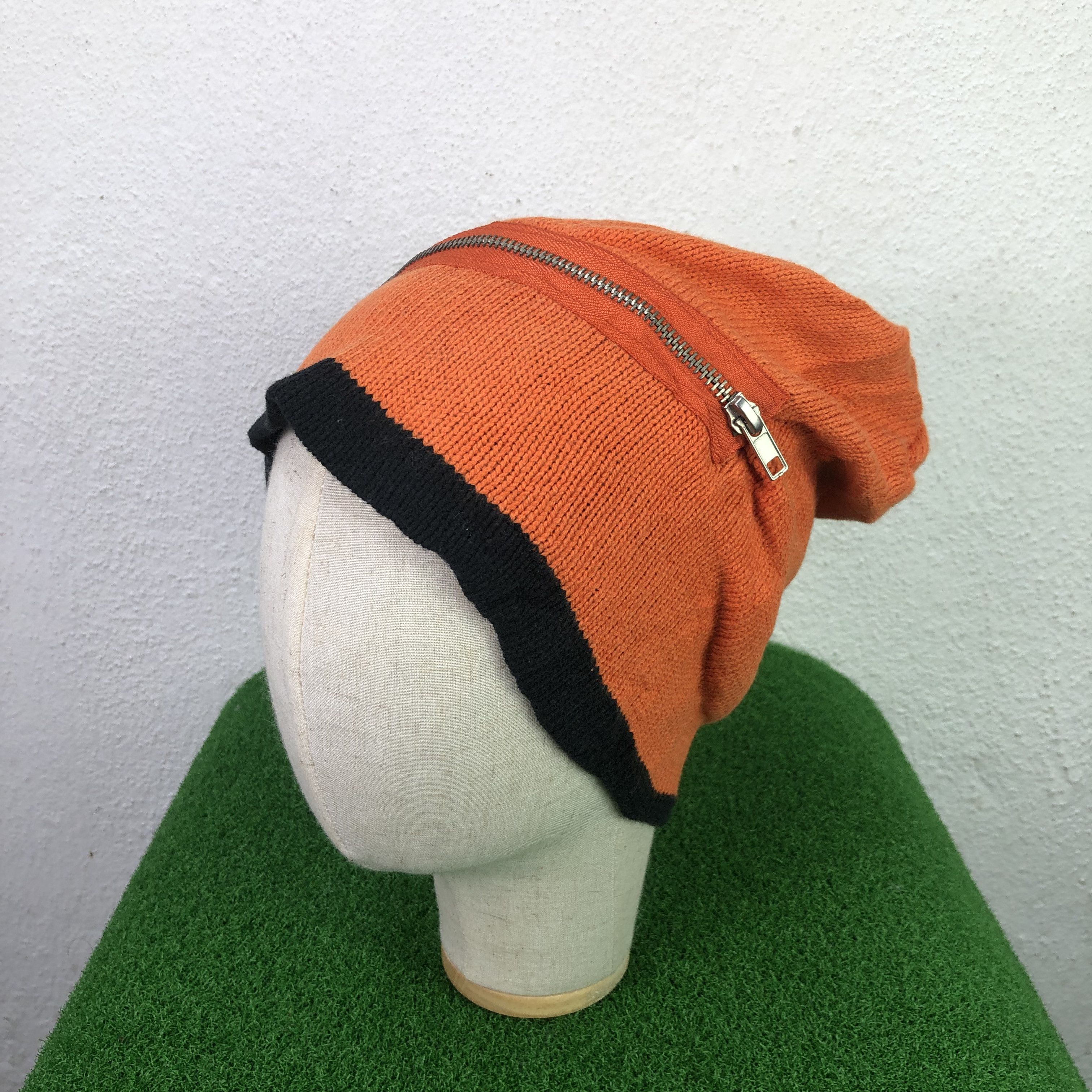 Japanese Brand Analoq Zipper Beanie Hat Size ONE SIZE - 2 Thumbnail