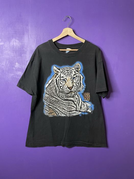 Vintage Vintage San Diego zoo white tiger neon print t-shirt | Grailed