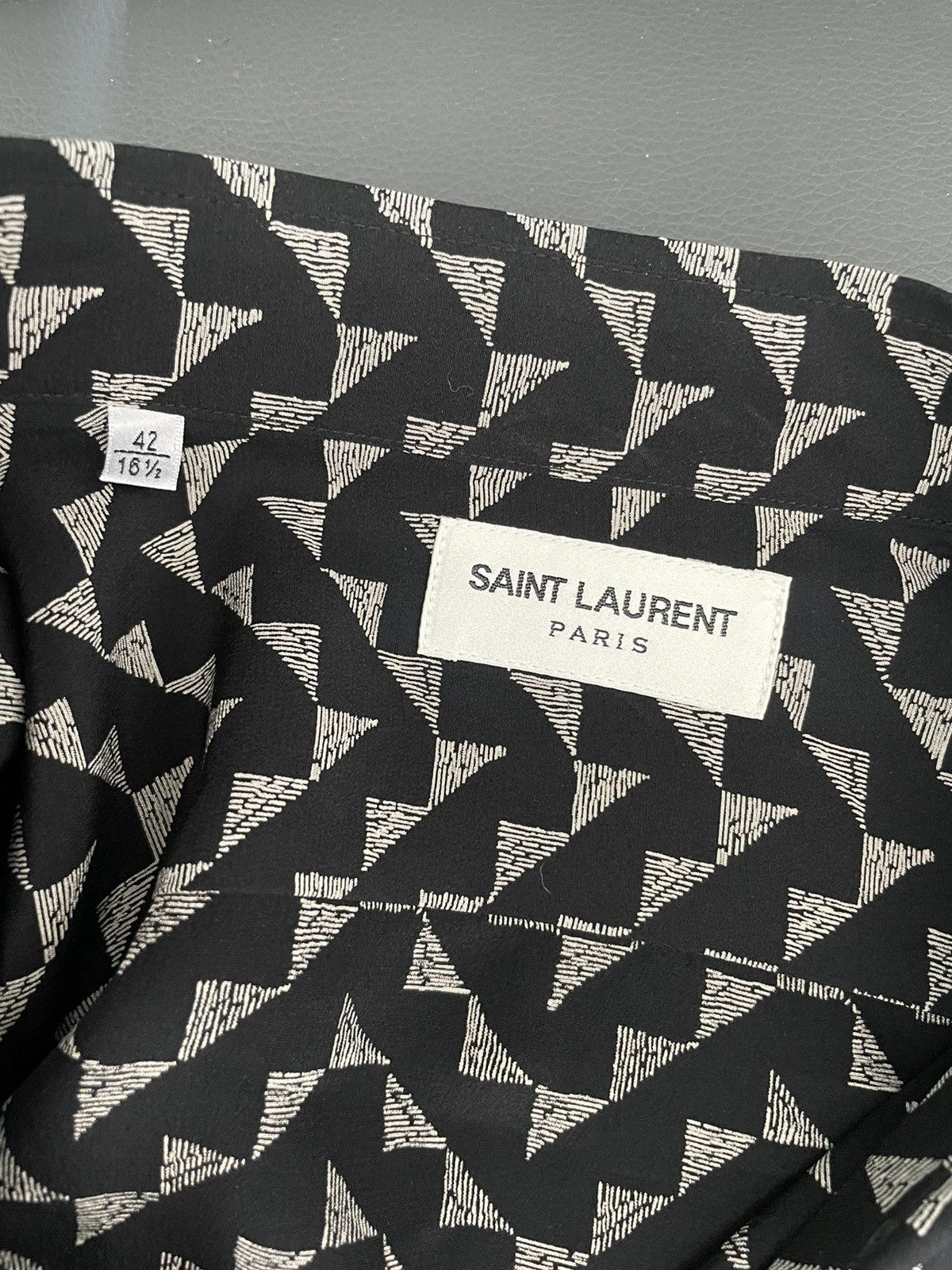 Hedi Slimane × Saint Laurent Paris × Yves Saint Laurent Saint Laurent Triangle Pure Silk Shirt Super Runway Piece Size US XL / EU 56 / 4 - 15 Thumbnail