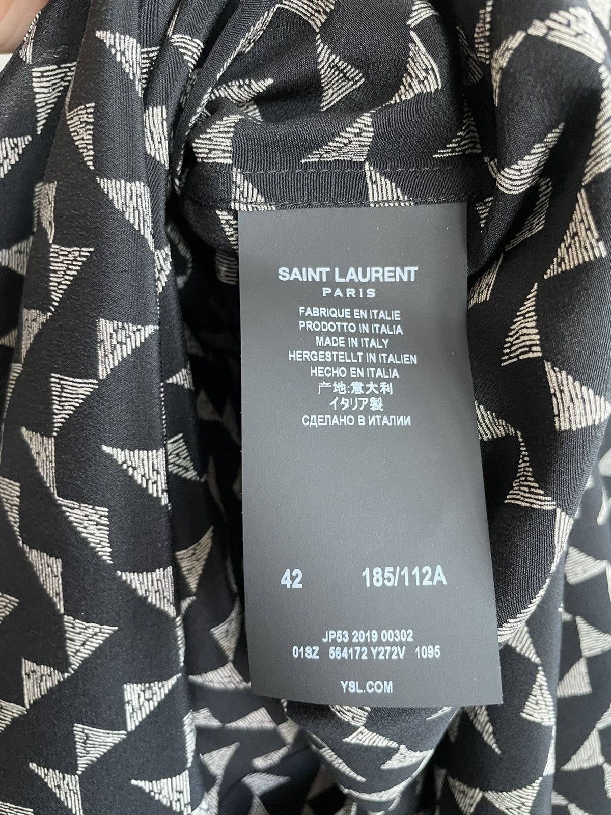 Hedi Slimane × Saint Laurent Paris × Yves Saint Laurent Saint Laurent Triangle Pure Silk Shirt Super Runway Piece Size US XL / EU 56 / 4 - 6 Thumbnail