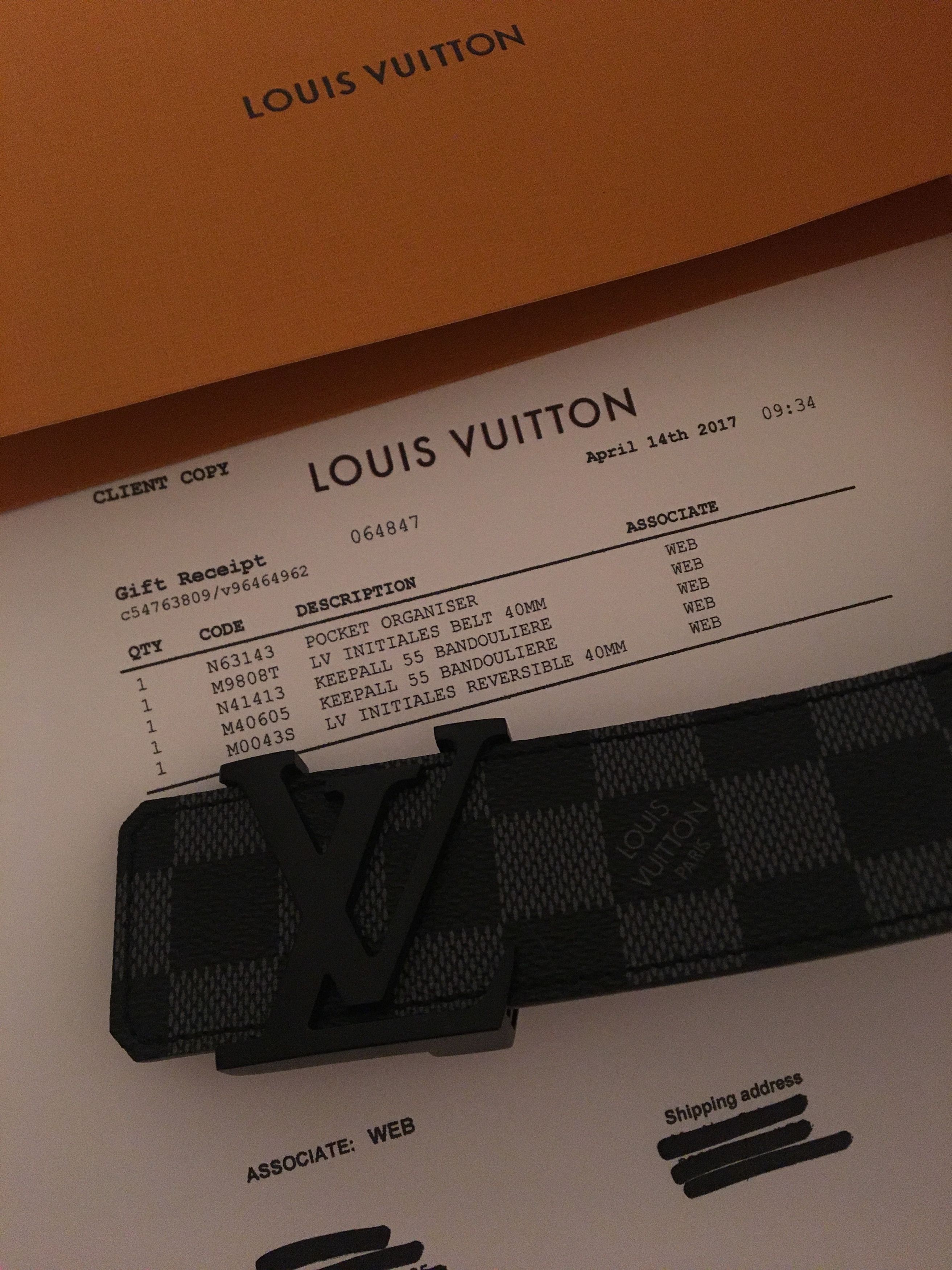 Buy Louis Vuitton Damier Graphite Initials Belt 95 CM 26607 at