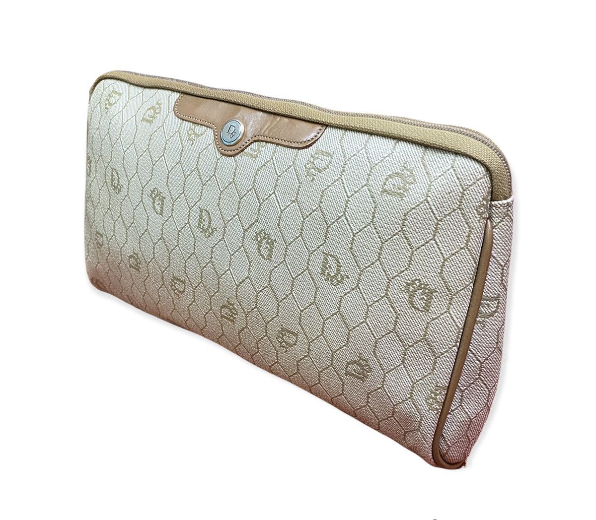 Dior VINTAGE CHRISTIAN DIOR HONEYCOMB COATED CANVAS CLUTCH BAG Size ONE SIZE - 4 Thumbnail