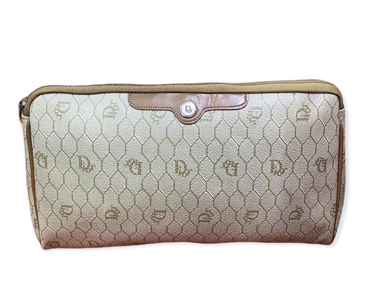 Dior VINTAGE CHRISTIAN DIOR HONEYCOMB COATED CANVAS CLUTCH BAG Size ONE SIZE - 2 Thumbnail