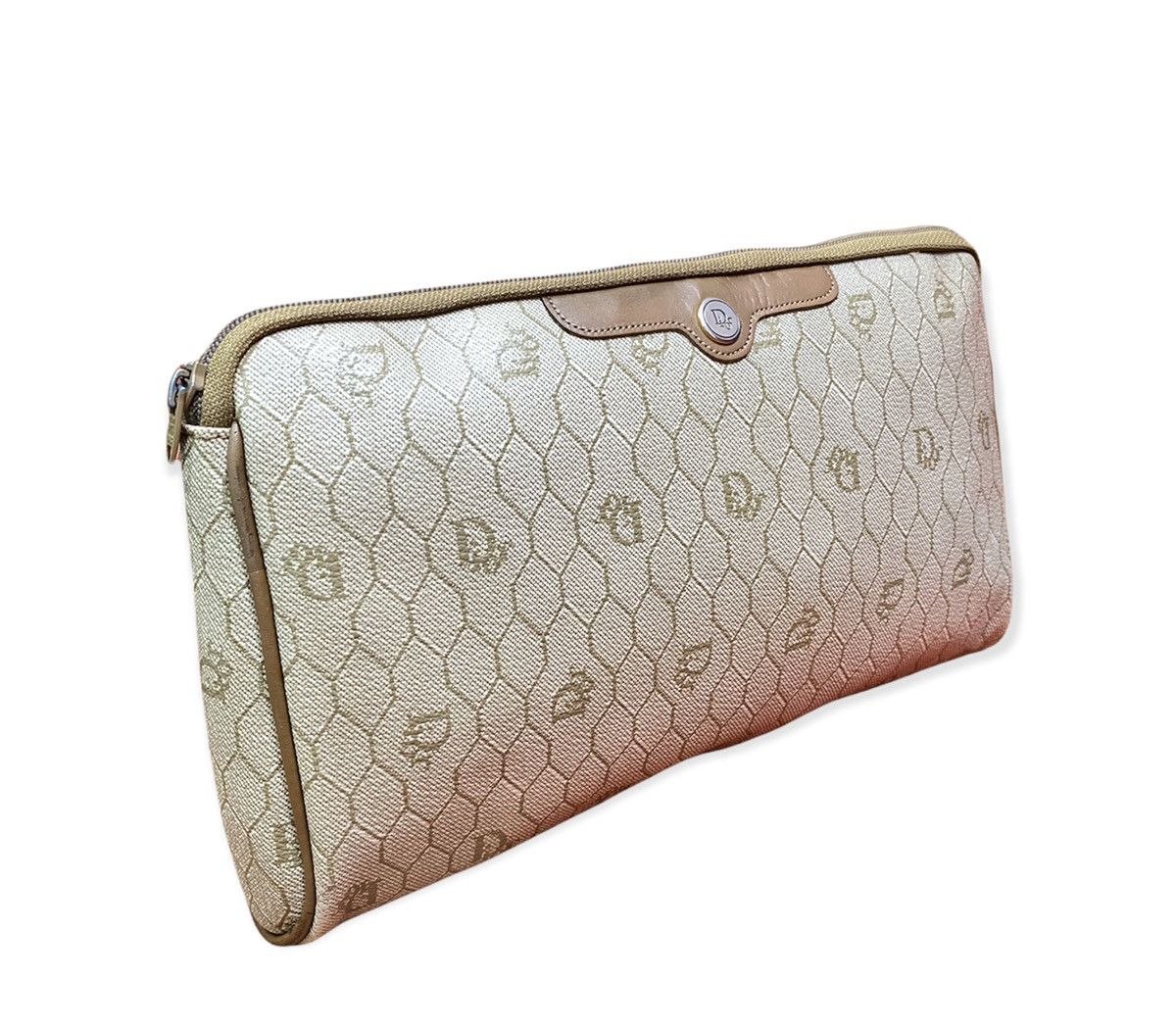 Dior VINTAGE CHRISTIAN DIOR HONEYCOMB COATED CANVAS CLUTCH BAG Size ONE SIZE - 3 Thumbnail