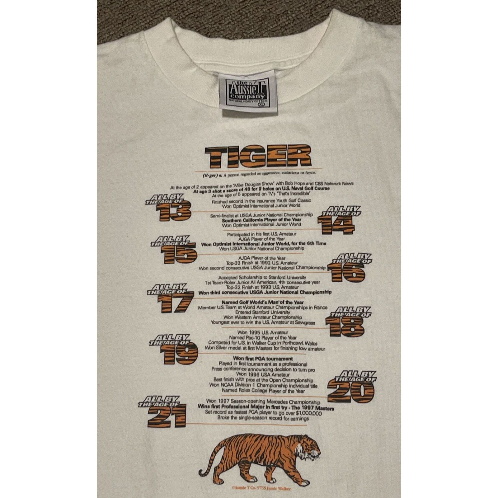 Vintage 90s Mens XL Tiger Woods Golf Single Stitch Graphic P