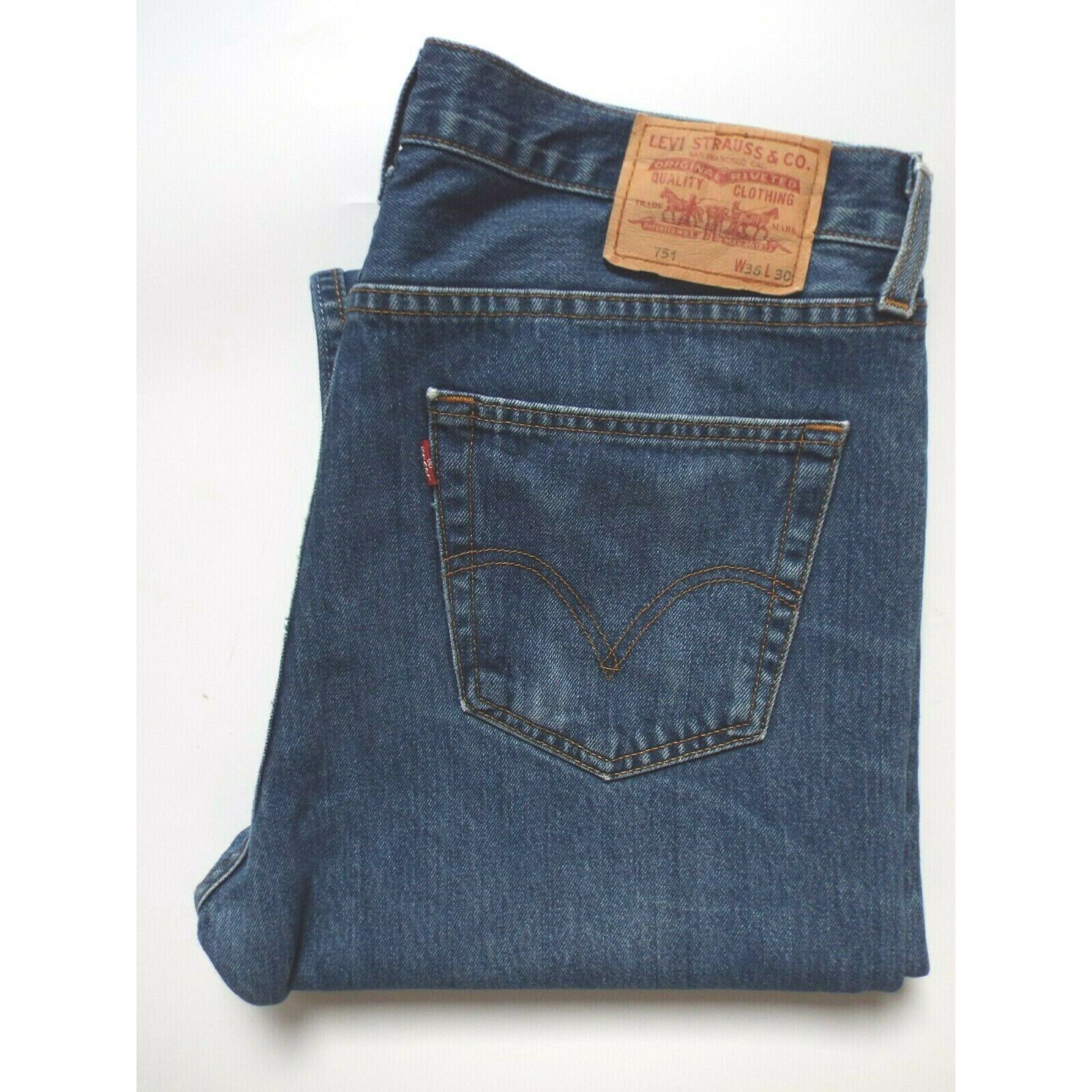 Jeans Levi's 751 Homme - Taille W36 L33, Coupe Straight Regular, Denim Bleu, Occasion Bon état