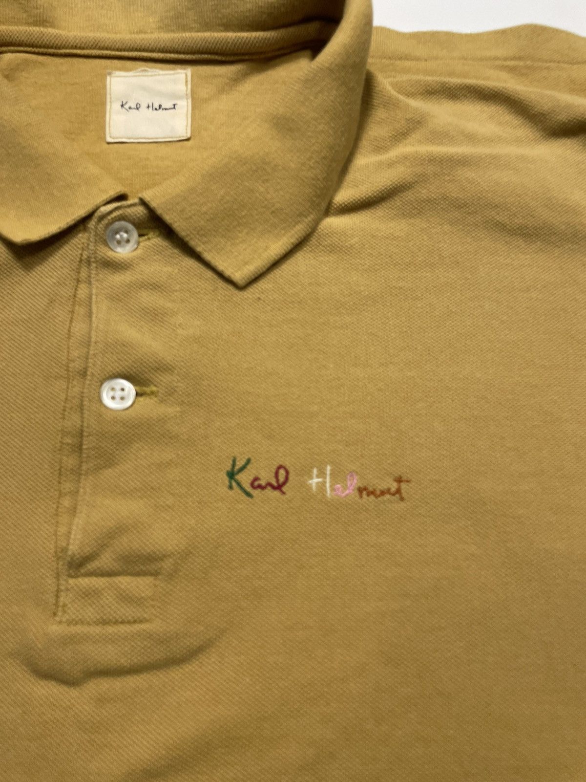 Designer × Karl Helmut × Vintage Vintage Karl Helmut Polo Tweed khaki brown nude embroidery Size US L / EU 52-54 / 3 - 10 Thumbnail