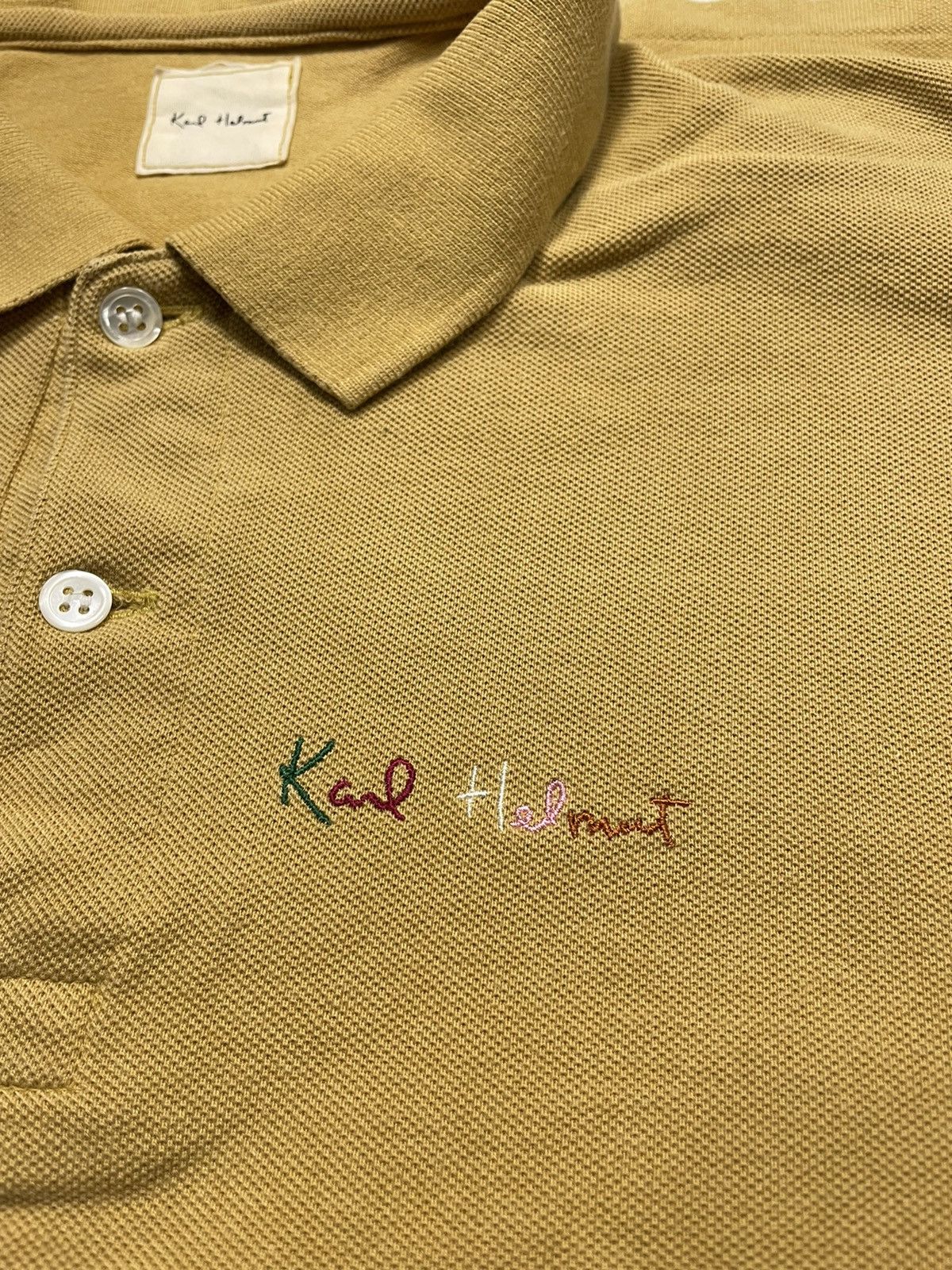 Designer × Karl Helmut × Vintage Vintage Karl Helmut Polo Tweed khaki brown nude embroidery Size US L / EU 52-54 / 3 - 11 Thumbnail