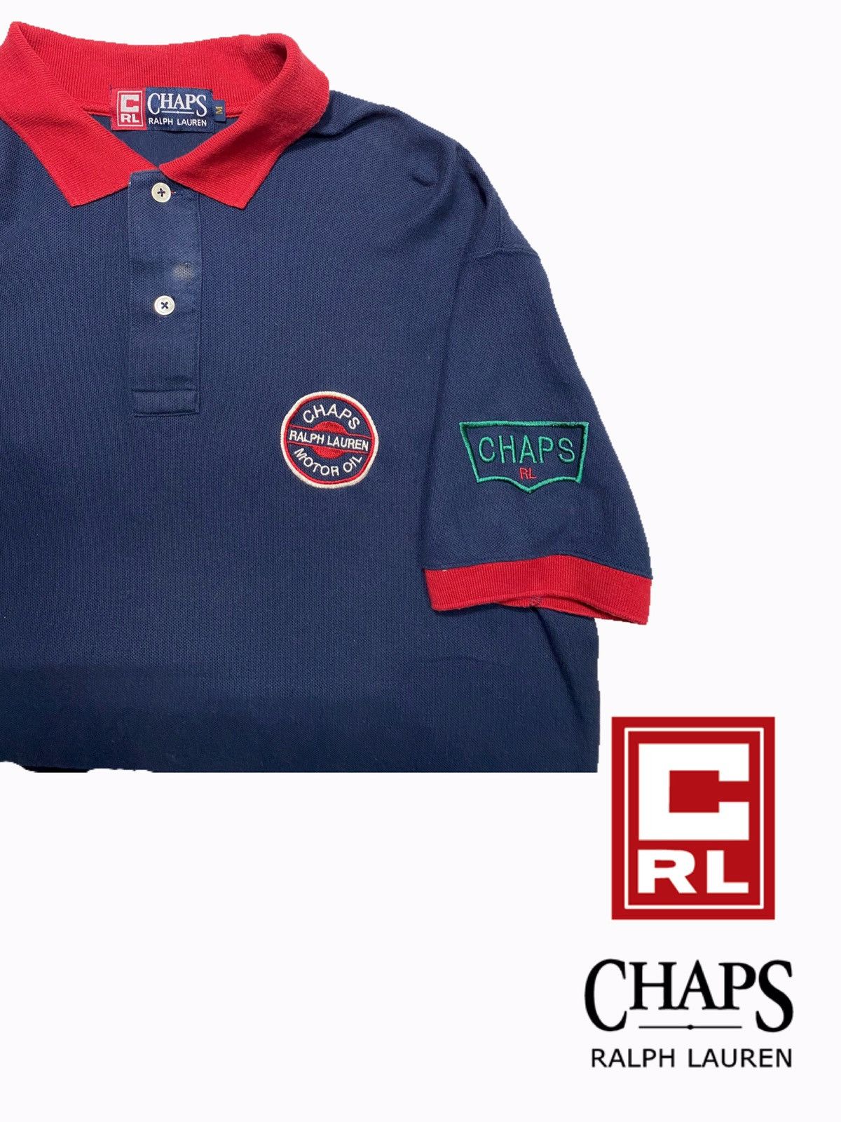 Chaps × Chaps Ralph Lauren × Polo Ralph Lauren Chaps Polo Ralph Lauren Racing motor Oil Vintage Rare pique Size US M / EU 48-50 / 2 - 2 Thumbnail