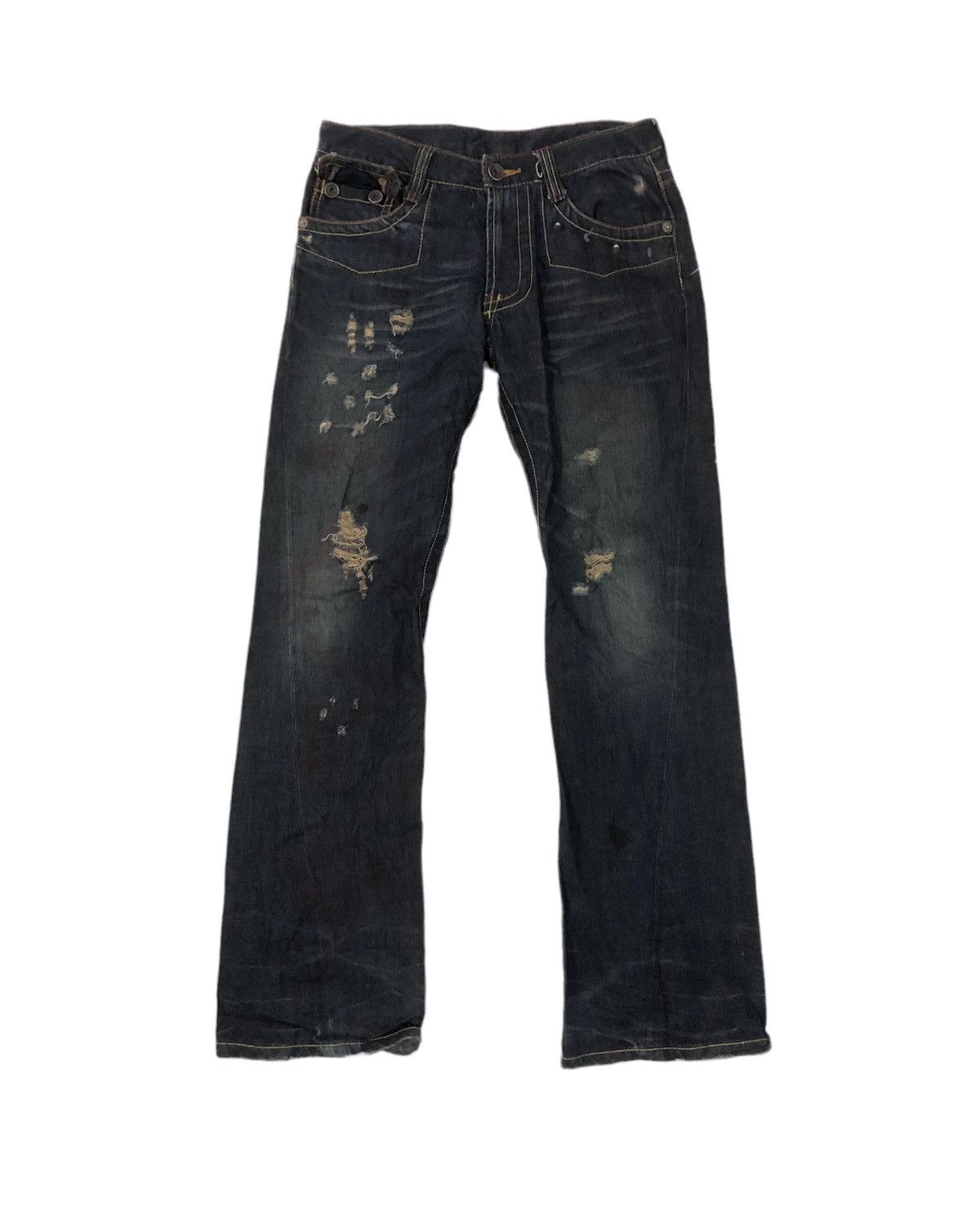 Japanese Brand Japanese distressed denim flared bootcut cutting Size US 31 - 1 Thumbnail