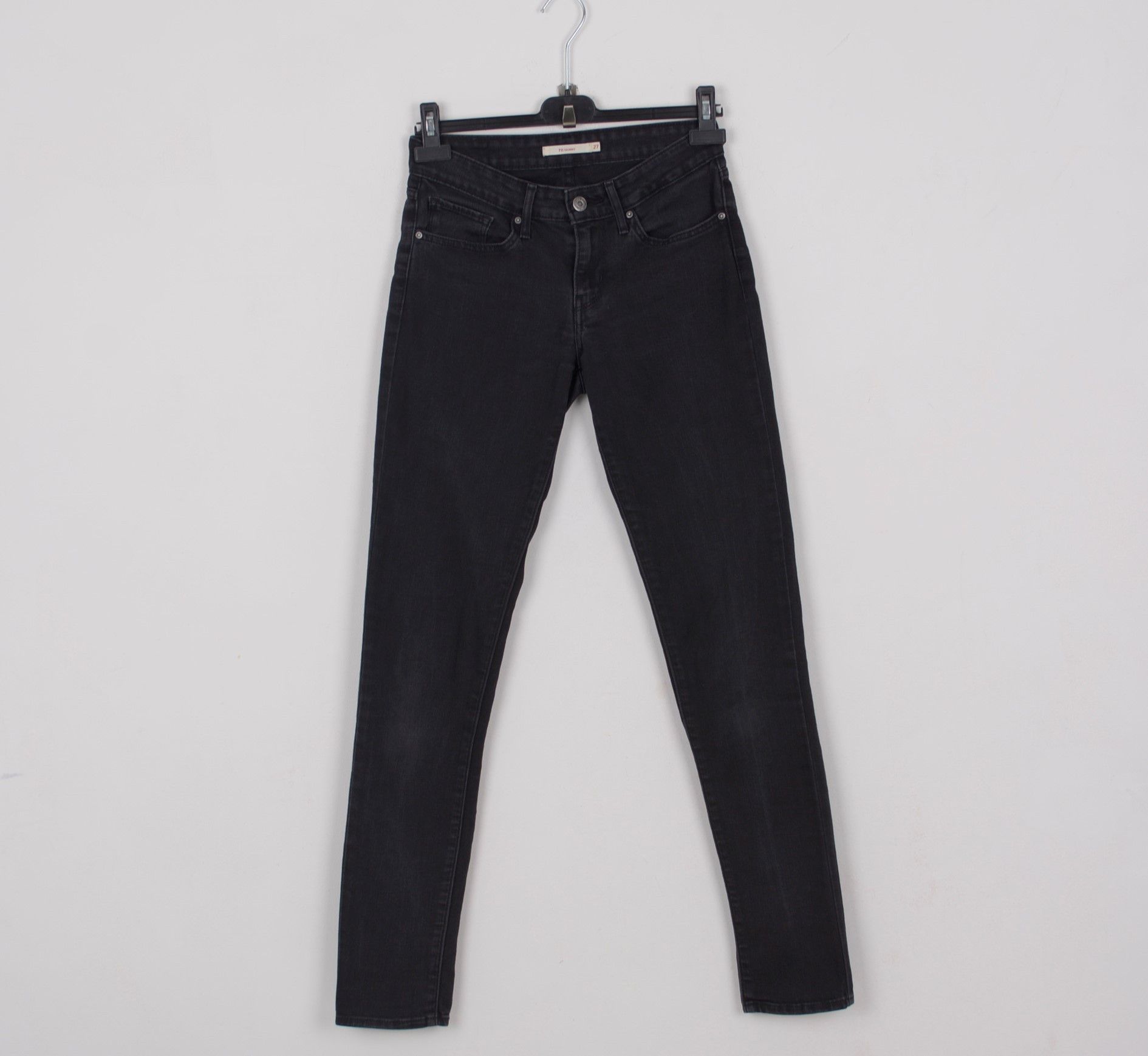 Levi's 711 W27 L31 Skinny Jeans Trousers Pants Denim Black Stretchy Size 27" / US 4 / IT 40 - 1 Thumbnail