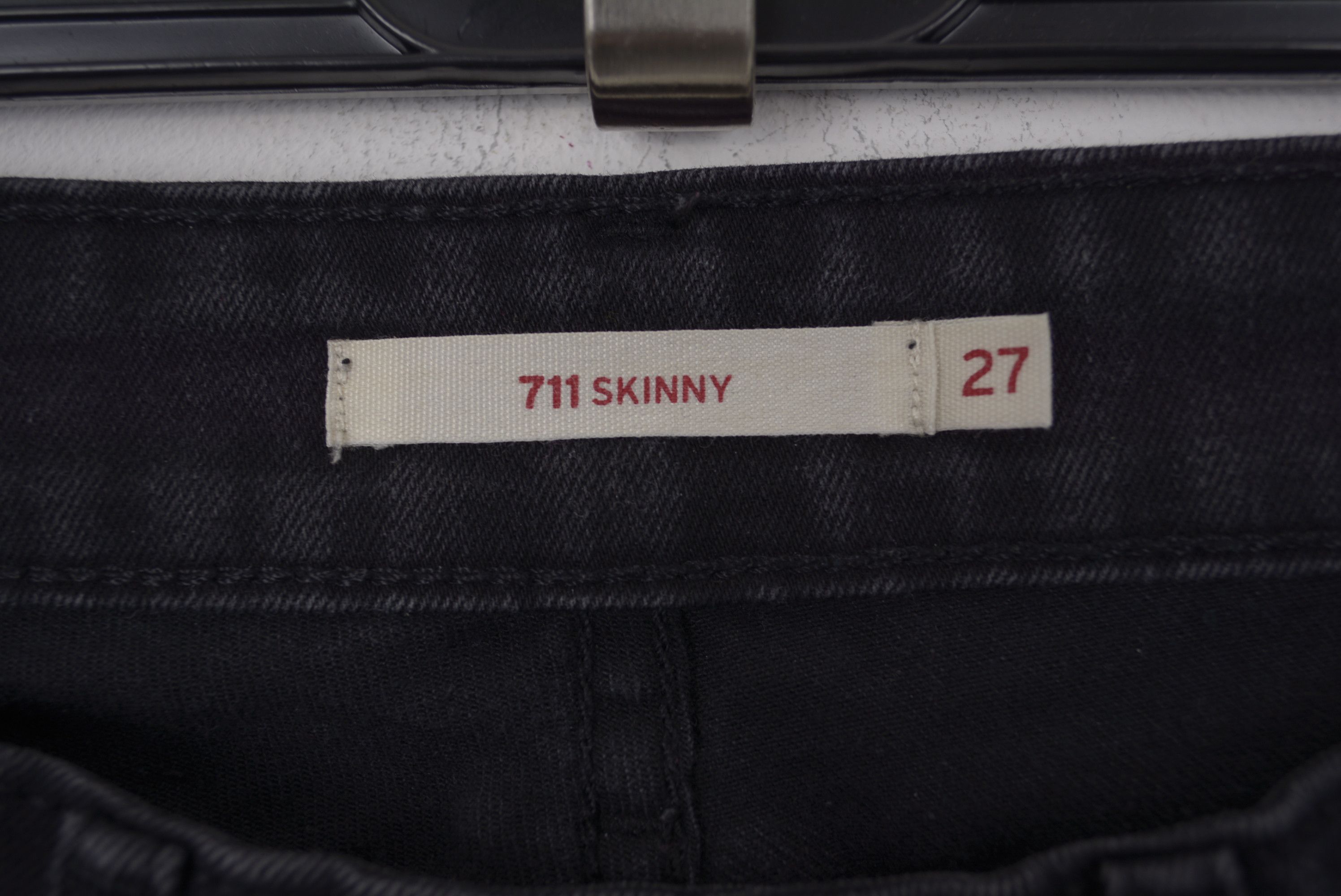 Levi's 711 W27 L31 Skinny Jeans Trousers Pants Denim Black Stretchy Size 27" / US 4 / IT 40 - 3 Thumbnail