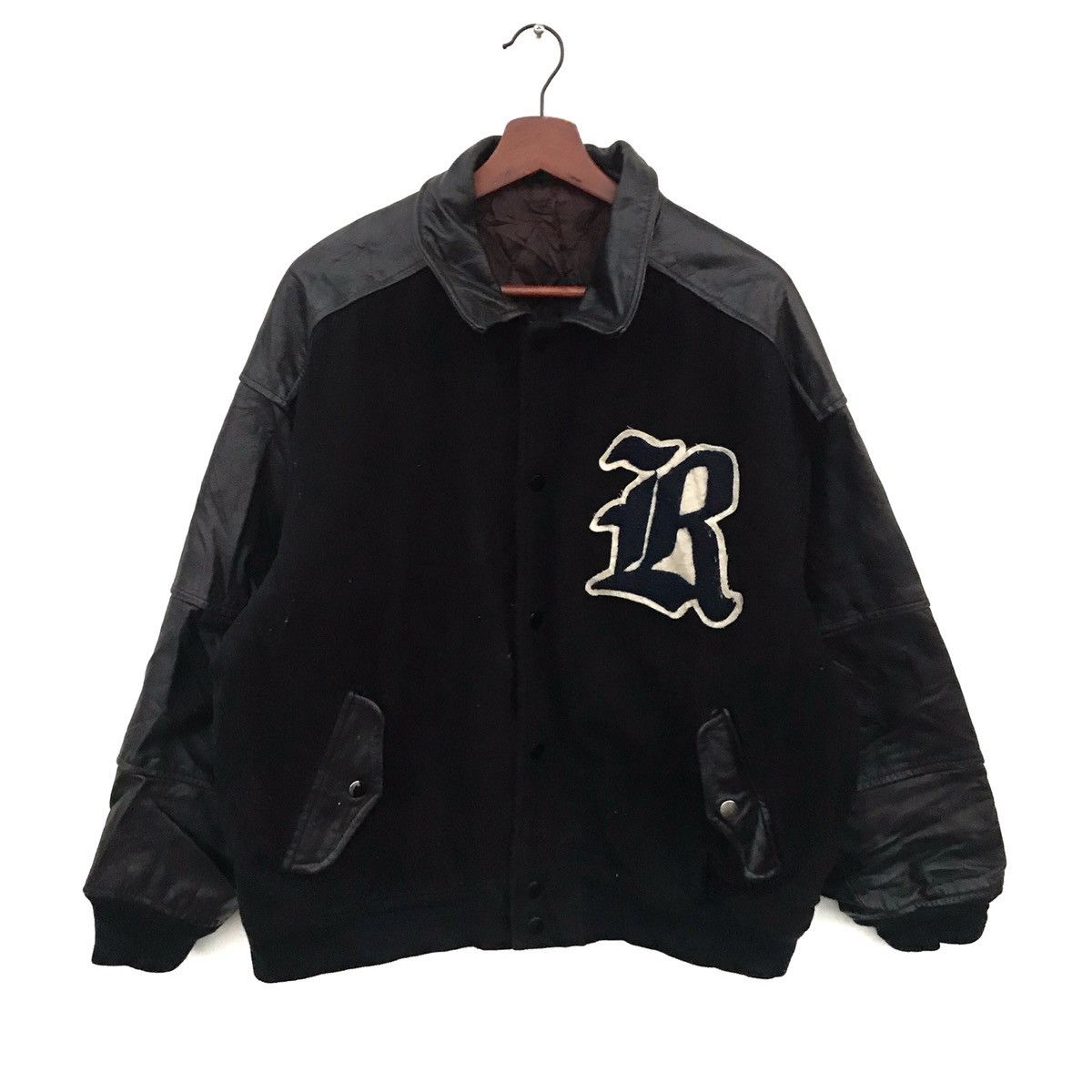 Vintage Vintage Varsity Wool Leather Jacket Size US S / EU 44-46 / 1 - 1 Thumbnail