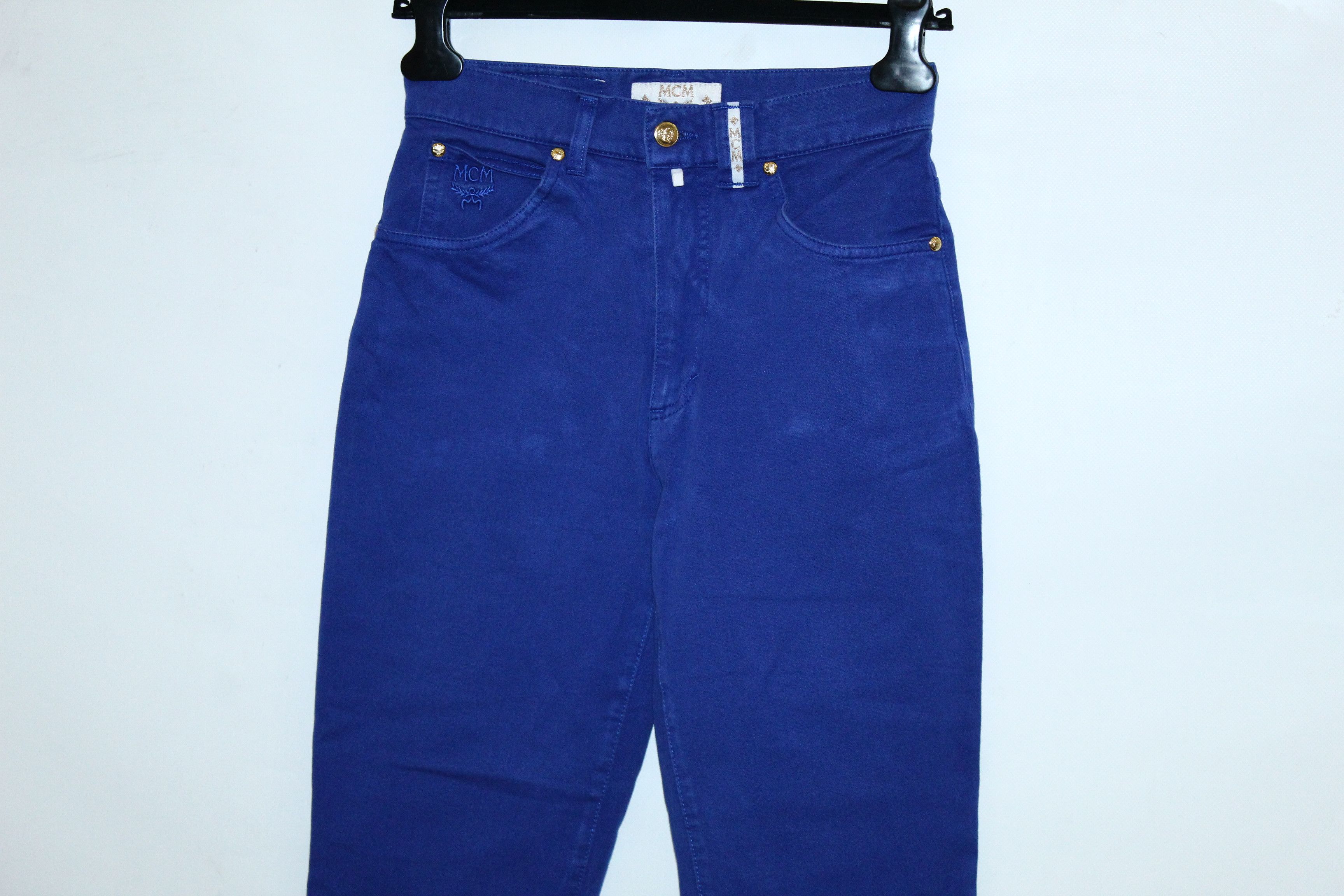 MCM Vtg MCM Rhinestones Logo Garment Dyed Mom Jeans Size 28" / US 6 / IT 42 - 3 Thumbnail