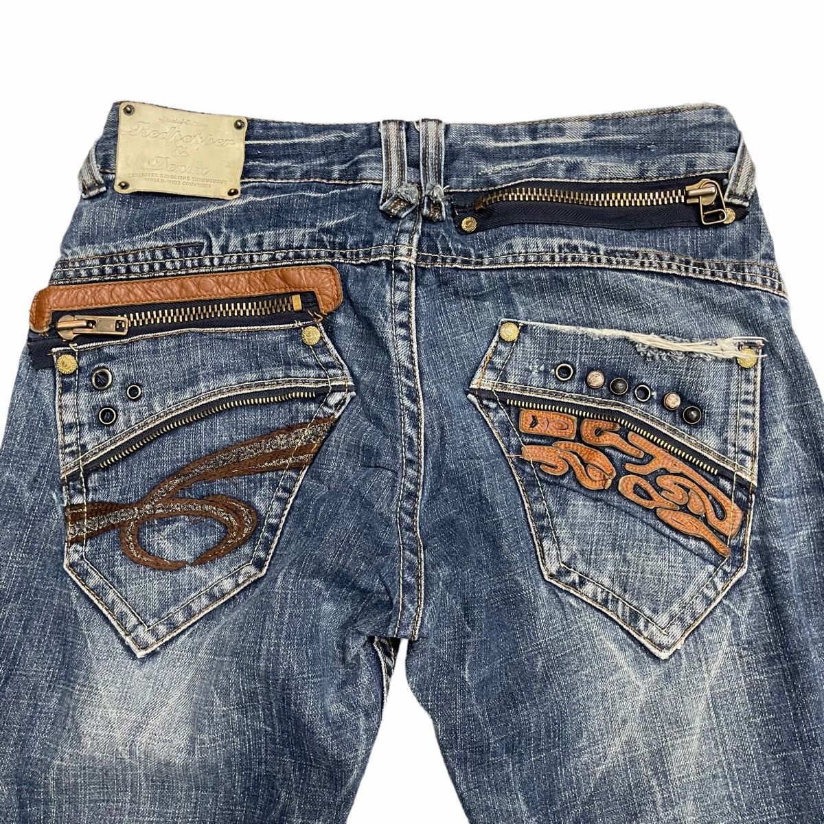 If Six Was Nine × Japanese Brand × Le Grande Bleu (L.G.B.) FLARE 💥 Japan RED PAPPER Distressed Denim Jeans Size US 33 - 2 Thumbnail