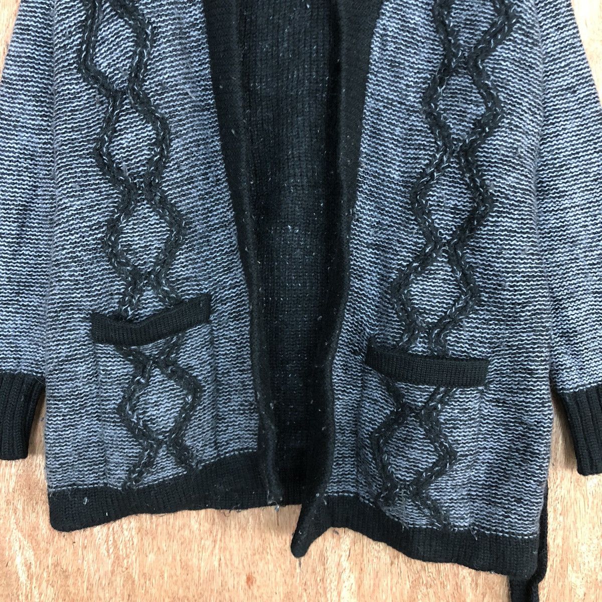 Homespun Knitwear Japan Black art cable knitwear Cardigan #H0101 Size US M / EU 48-50 / 2 - 8 Thumbnail
