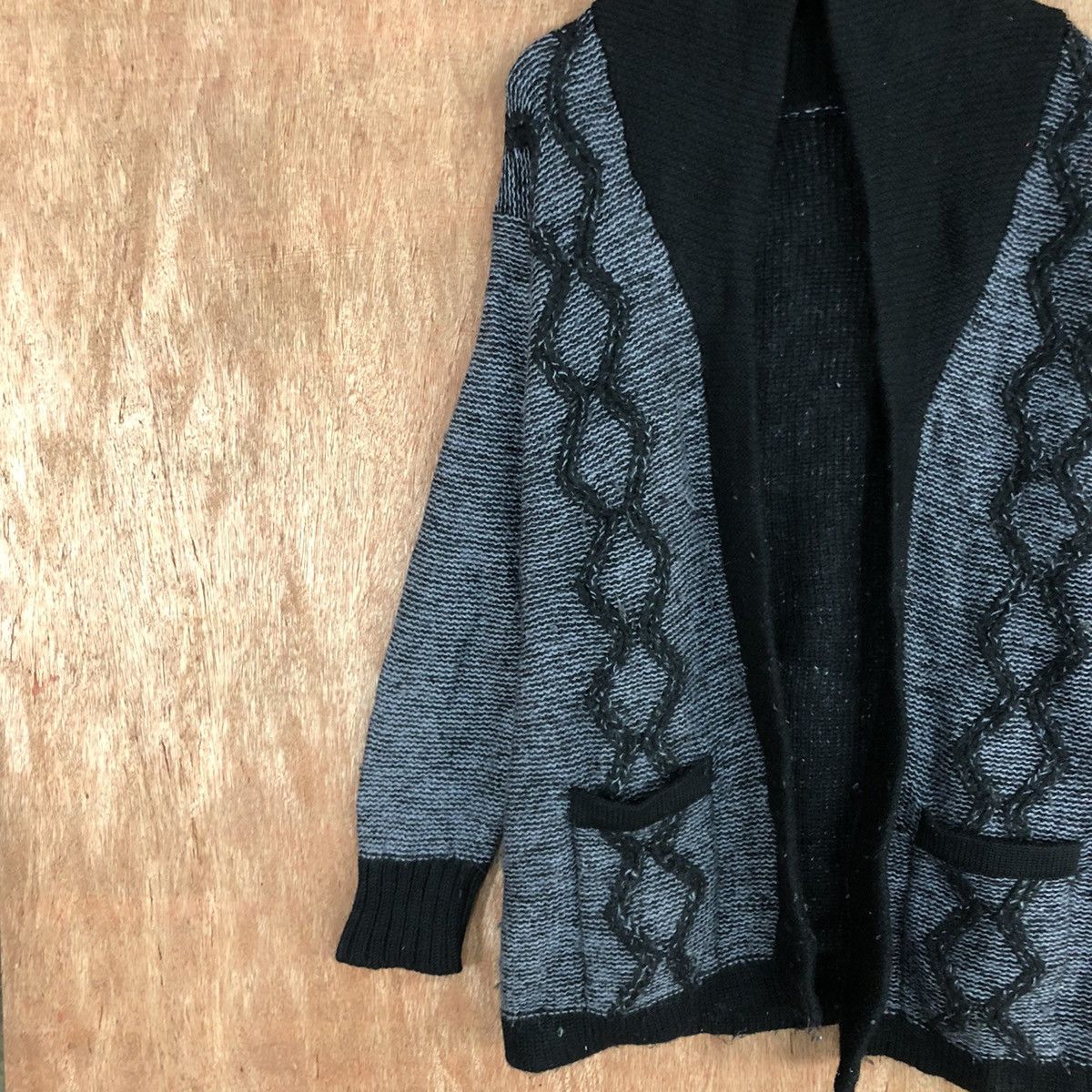Homespun Knitwear Japan Black art cable knitwear Cardigan #H0101 Size US M / EU 48-50 / 2 - 7 Thumbnail